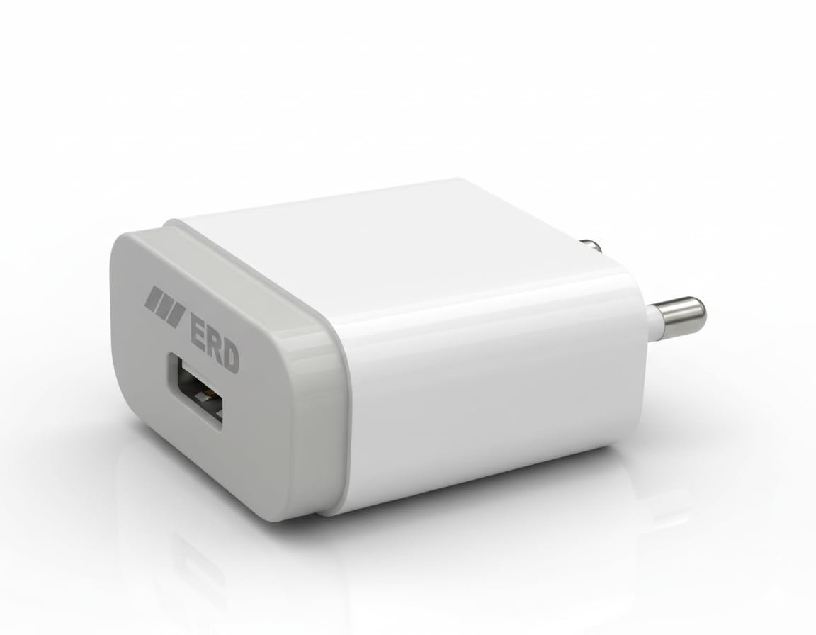 5W 1A Mobile Wall Charger, White, Fast Charging, White, Made in India - Image 5