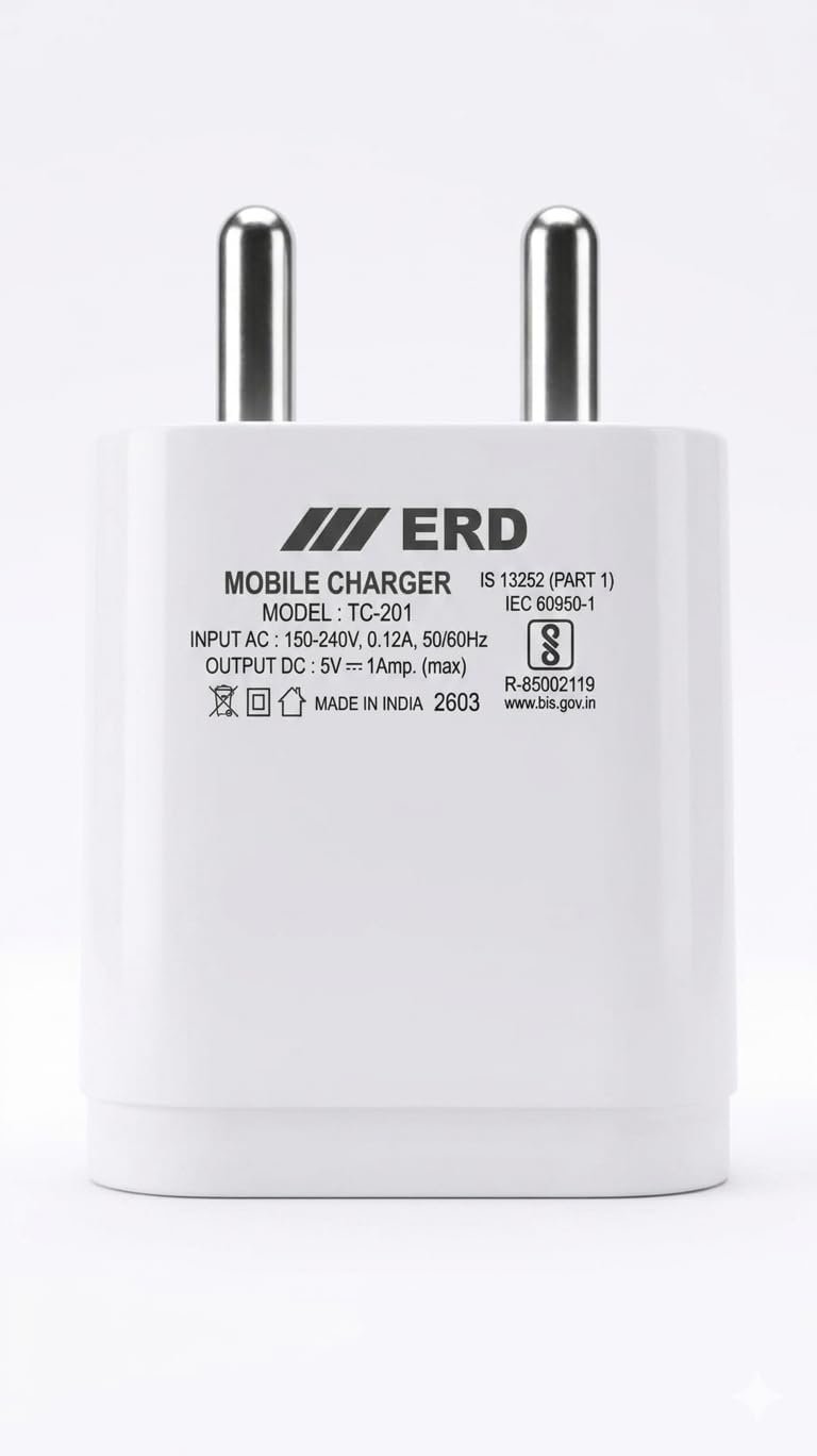 5W 1A Mobile Wall Charger, White, Fast Charging, White, Made in India - Image 4