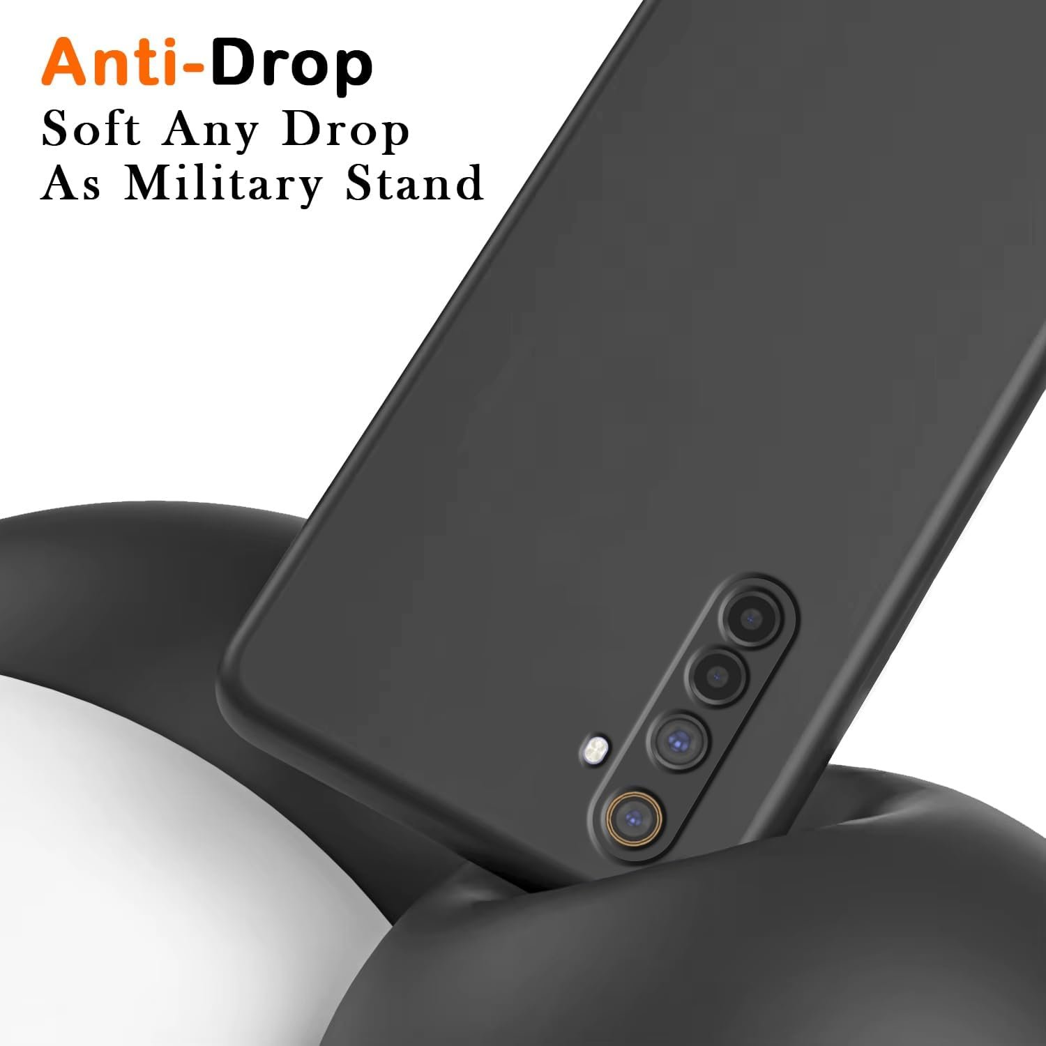 Silicon Back Cover for REALME 6, Black - Image 2