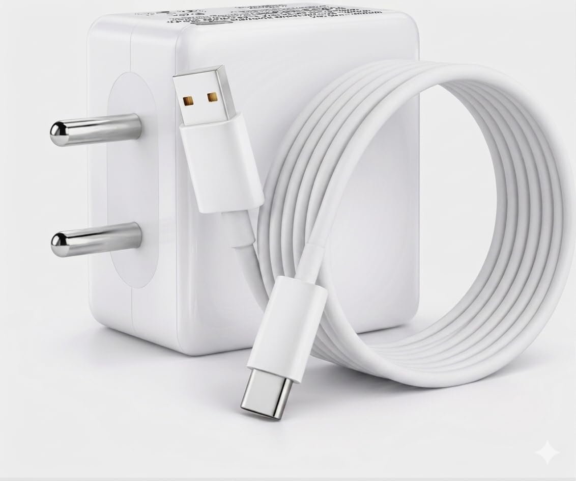 USB Fast Charging Adapter with USB to Type-C Cable, Wall Charger Combo for Android Smartphones, USB-C Devices, Fast Charging Travel Charger, Compact Power Adapter, White