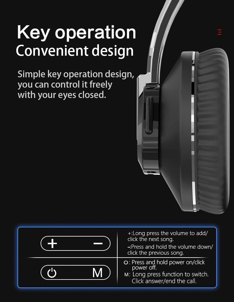 H3 Over Ear Premium Headphones, Upto 50* Hrs Playtime, Fast Charging, in-Built ENC Mic, 40mm Titanium Bass Drivers, Super Soft Cushion, AUX in, Foldable Design, Wireless Bluetooth (Blue) - Image 6