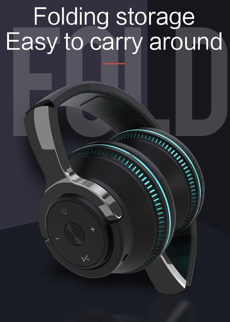 H2 Over Ear Premium Bluetooth Headphones with RGB Light, Upto 50* Hrs Playtime, Fast Charging, in-Built ENC Mic, 40mm Titanium Bass Drivers, Super Soft Cushion, AUX in, Foldable Design (Blue) - Image 4