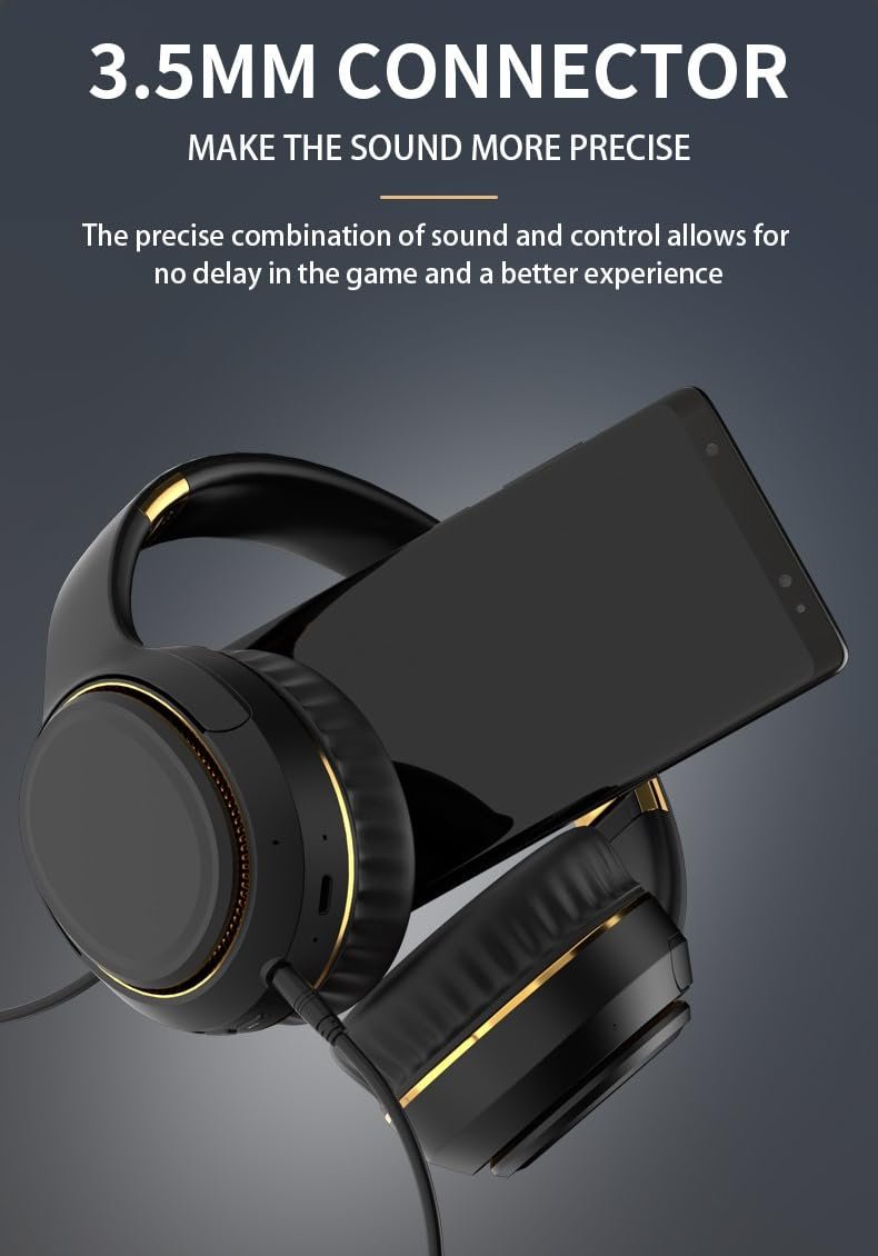 H6 Over Ear Headphones with RGB Light, Upto 50 Hrs Playtime, Fast Charging, in-Built ENC Mic, 40mm Titanium Bass Drivers, Super Soft Cushion, AUX in, Foldable Design, Wireless Bluetooth (Black) - Image 2