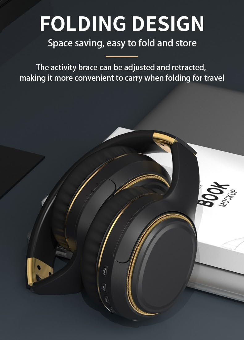 H6 Over Ear Headphones with RGB Light, Upto 50 Hrs Playtime, Fast Charging, in-Built ENC Mic, 40mm Titanium Bass Drivers, Super Soft Cushion, AUX in, Foldable Design, Wireless Bluetooth (Black) - Image 3