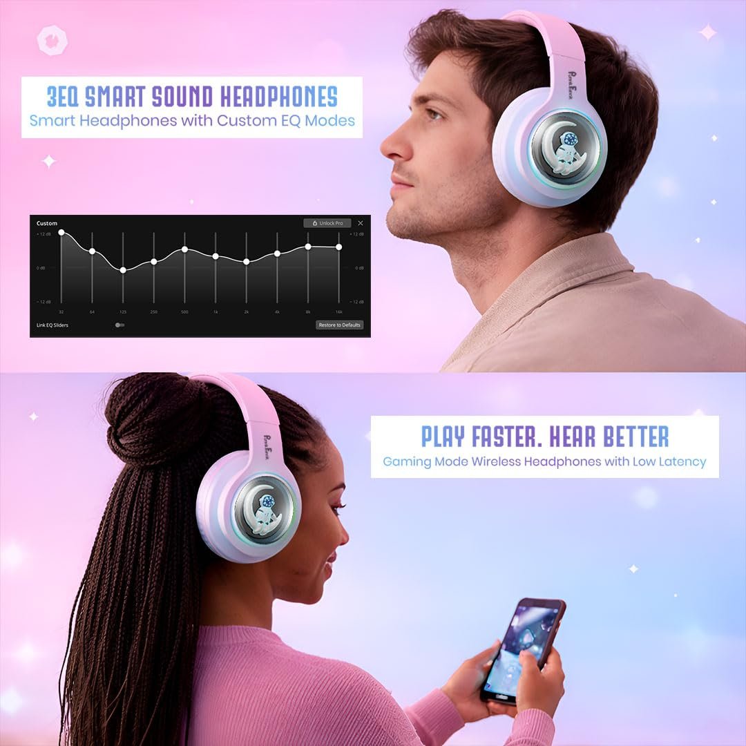 Astro Junior Wireless Bluetooth Headphones with BT 5.3, Noise Cancelling, Hi-Res Audio, 40mm Drivers, Deep Bass, Memory Foam Ear Cushions, Over-Ear Headset for Kids, Teens & Adults (Blue) - Image 6