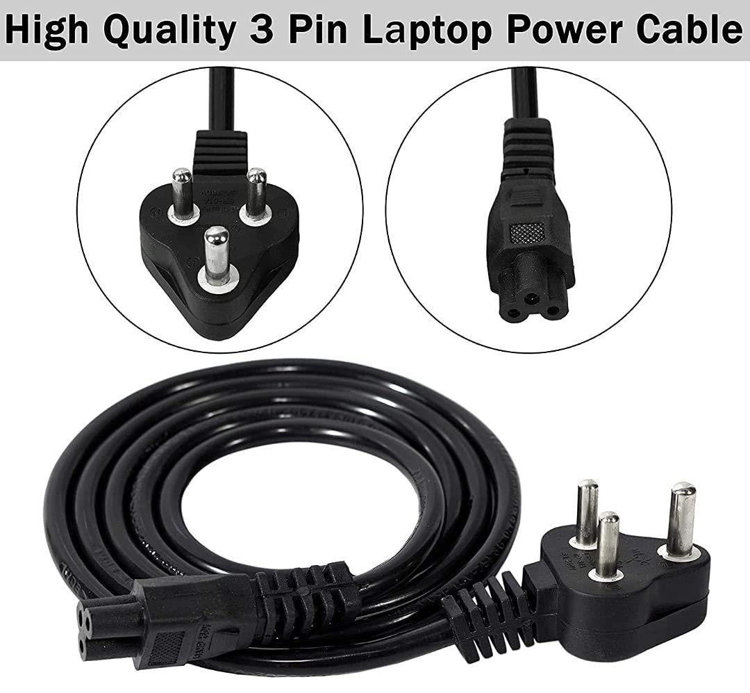 Generic 3 Pin Power Cord Adapter Charging Cable for Laptop Desktop Monitor and Printer 1.5 Meter Black (Pack of-1) - Image 2