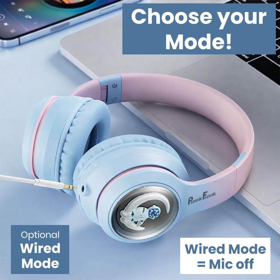 Astro Junior Wireless Bluetooth Headphones with BT 5.3, Noise Cancelling, Hi-Res Audio, 40mm Drivers, Deep Bass, Memory Foam Ear Cushions, Over-Ear Headset for Kids, Teens & Adults (Blue) - Image 8