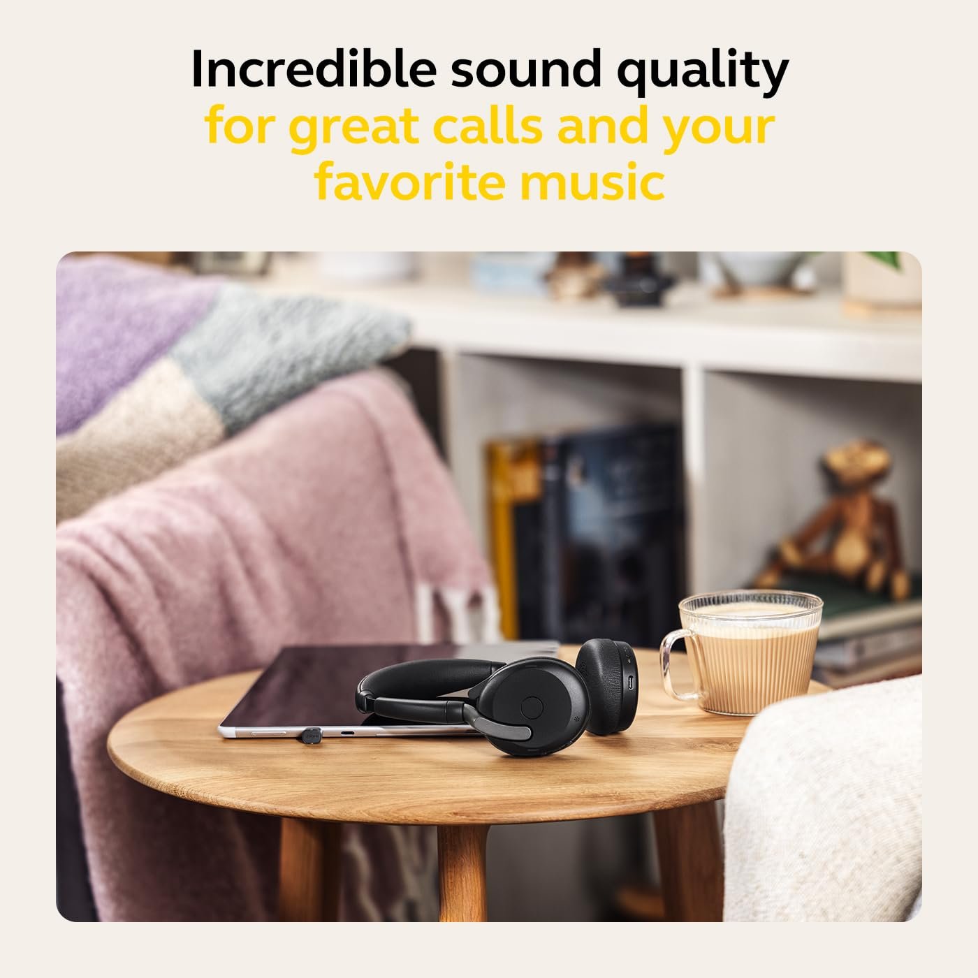 Evolve2 65 Flex MS Teams Wireless Bluetooth Headset with USB-C Adapter, Hybrid ANC Headphones, Foldable Business Headset, ClearVoice Mic, 20Hr Talk Time, Portable Office Headphones. - Image 7
