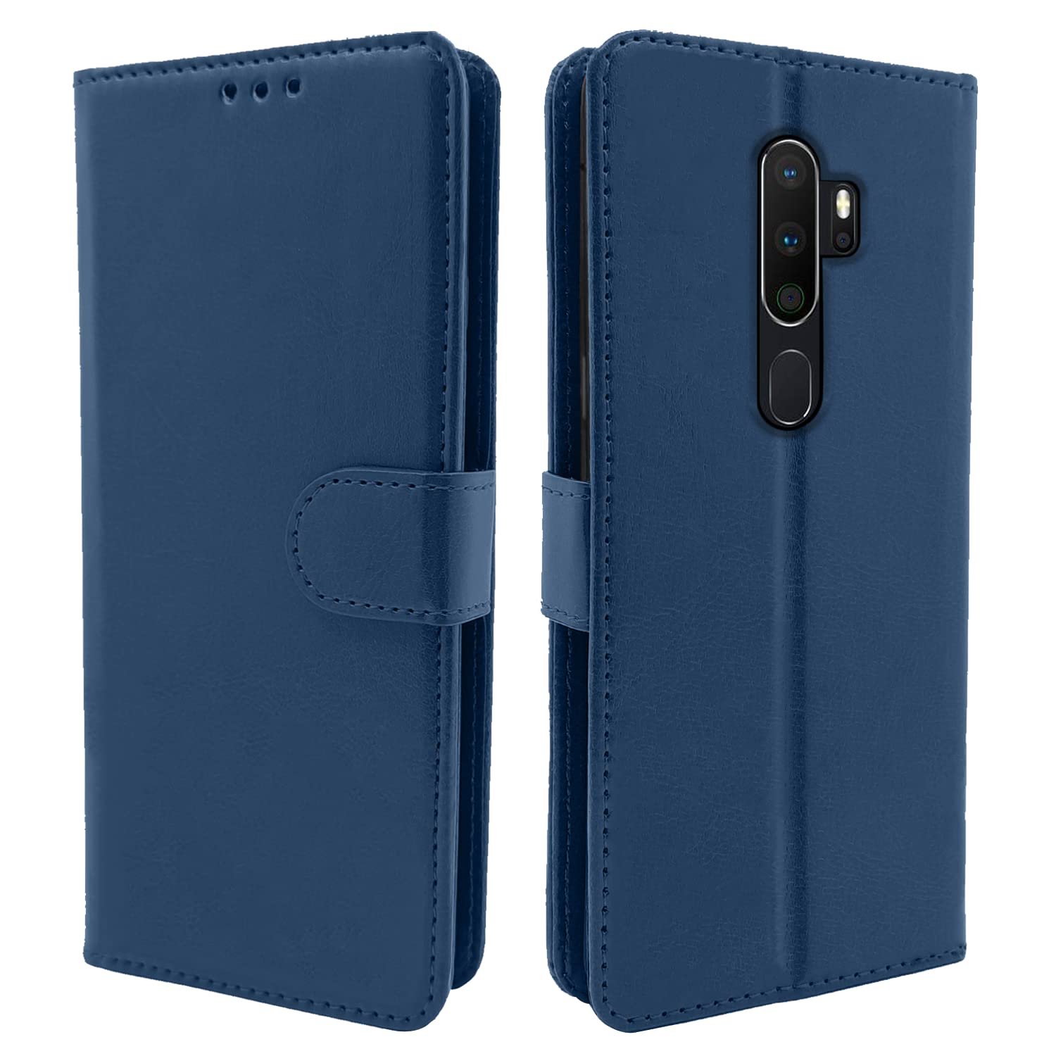 Oppo A5 2020 / A9 2020 Flip Cover Magnetic Leather Wallet Case Shockproof TPU for Oppo A5 2020 / A9 2020 (Blue)