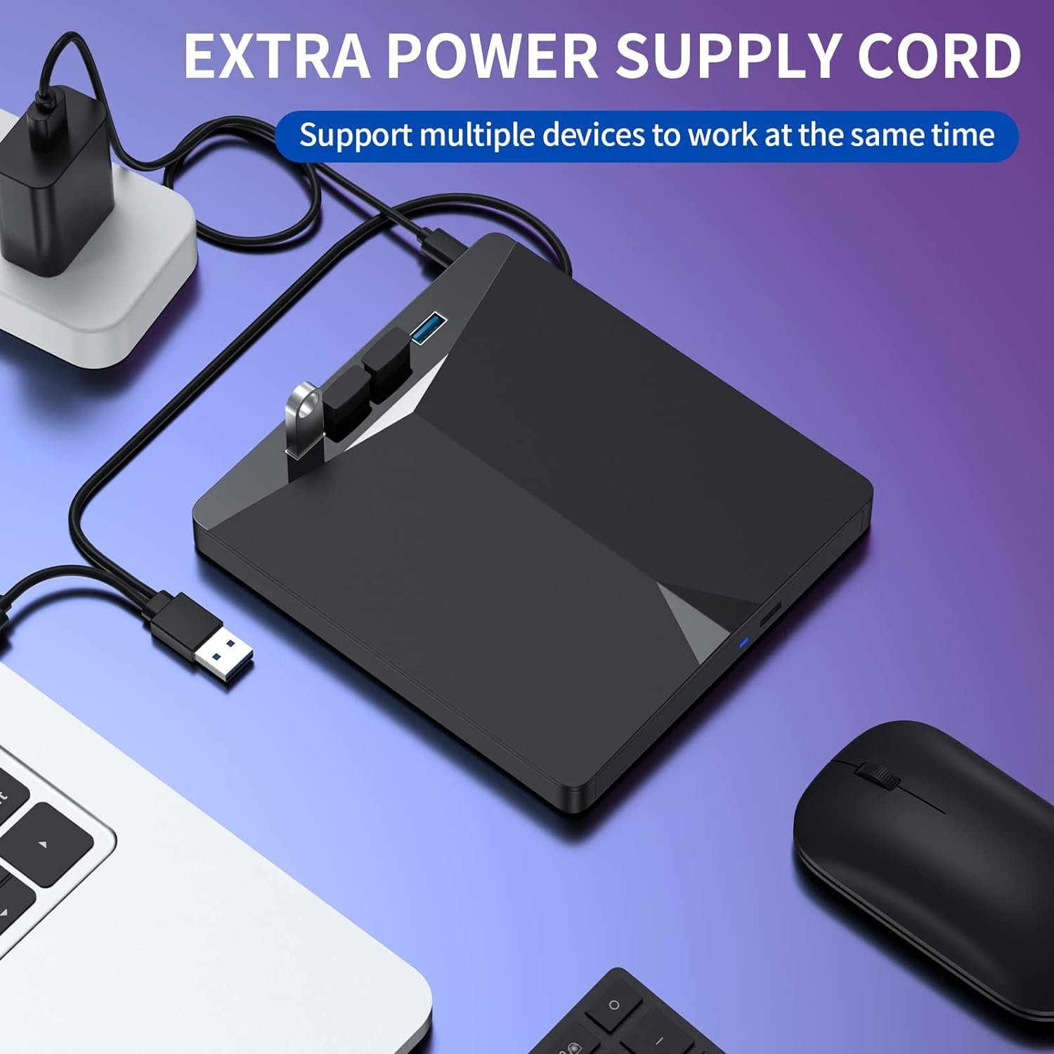 RuhZa 7 in1 External CD DVD Drive with 4 USB Ports and TF/SD Card Slots,USB 3.0 Portable CD/DVD Disk Drive Player Burner Reader Writer for Laptop MakBuk Desktop PC Windows 11/10/8/7 Linux Mak OS - Image 6