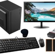 Desktop Computer Set with i5 3470, 8GB RAM, 256GB SSD, 19-inch Monitor, Keyboard, Mouse, WiFi, Speakers, Windows 10, Black