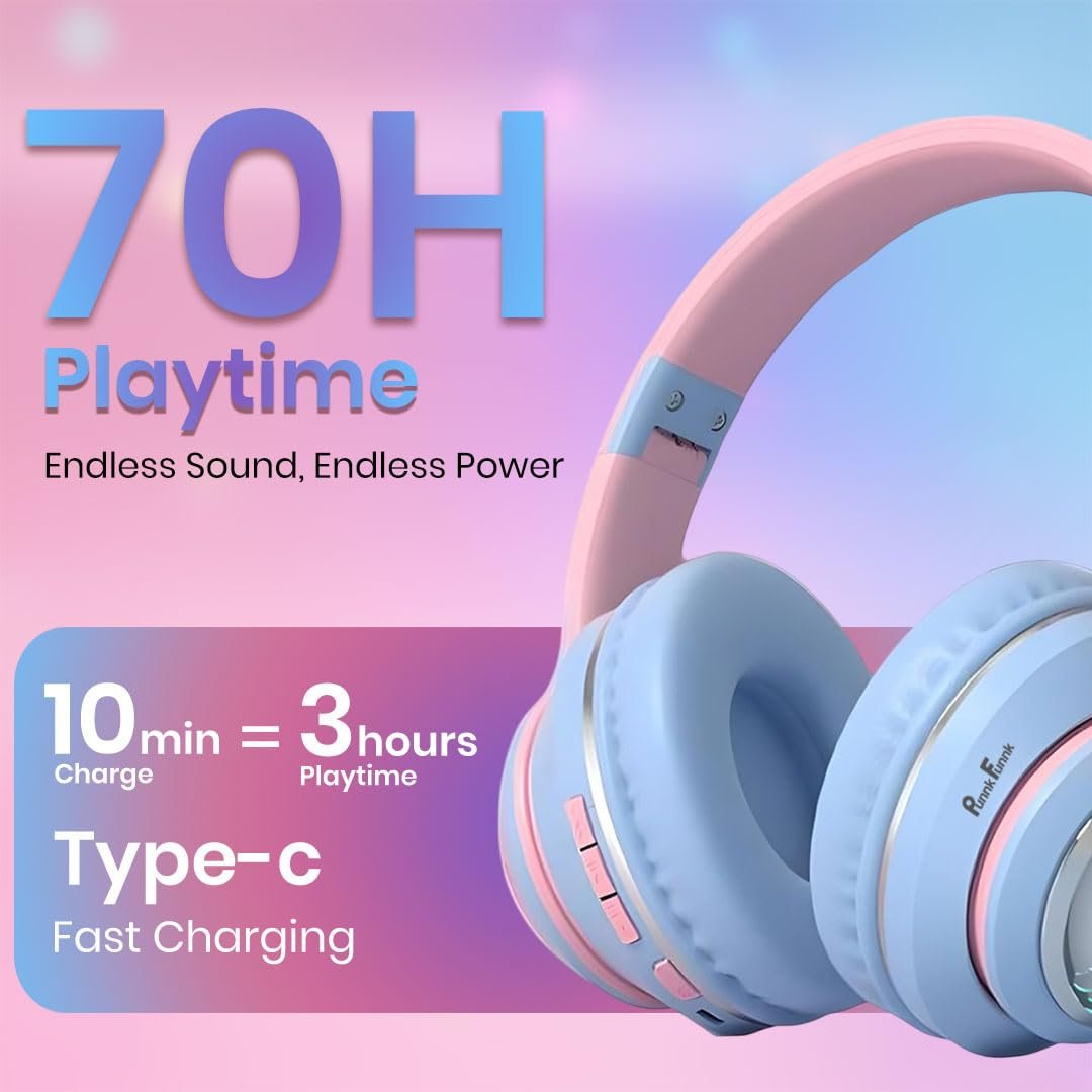 Astro Junior Wireless Bluetooth Headphones with BT 5.3, Noise Cancelling, Hi-Res Audio, 40mm Drivers, Deep Bass, Memory Foam Ear Cushions, Over-Ear Headset for Kids, Teens & Adults (Blue) - Image 5