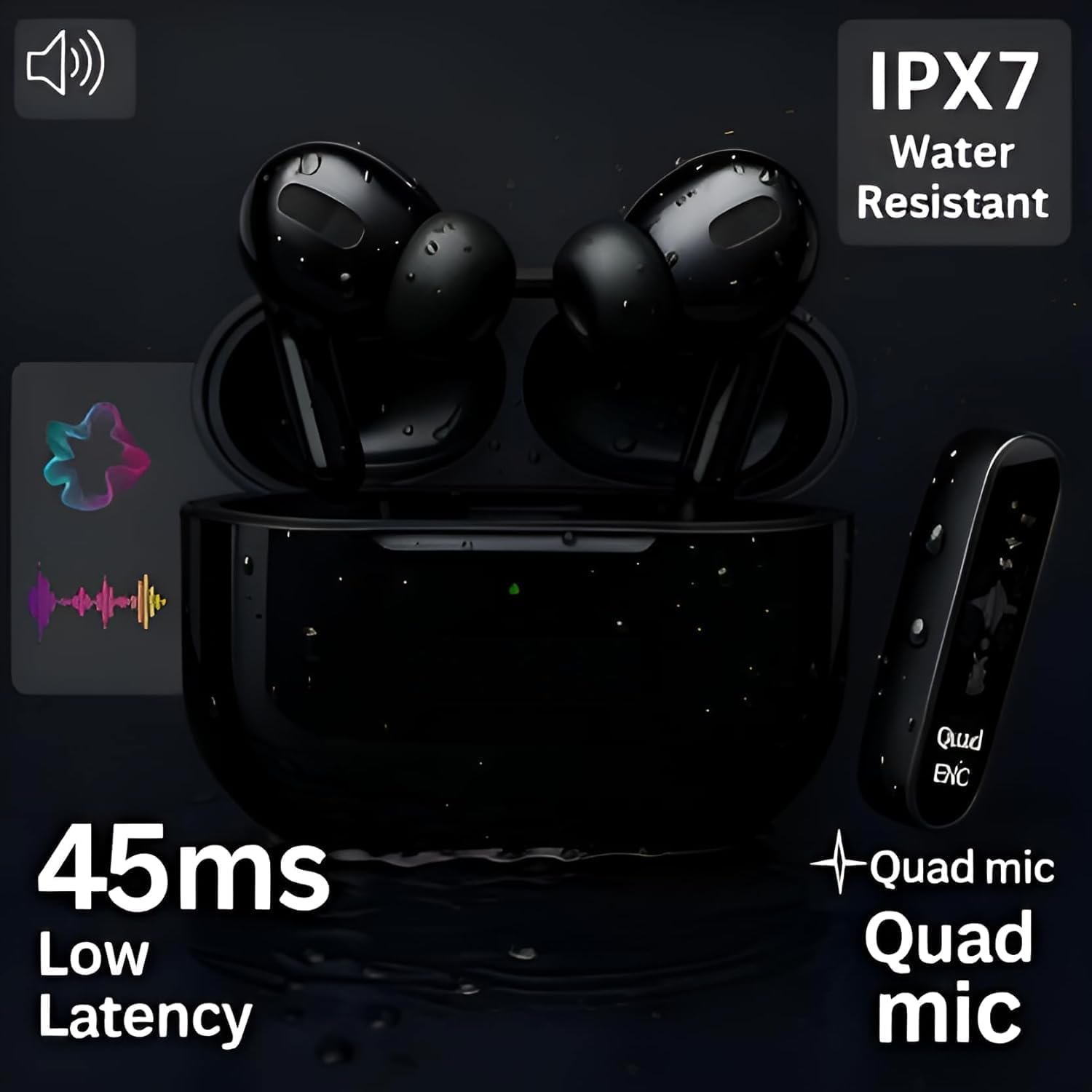 VarniEnterprise TWS Bluetooth Earbuds with Calling, Low Latency Gaming, HD Sound, Type-C Fast Charging, Noise Reduction, Wireless Earphones - Image 2