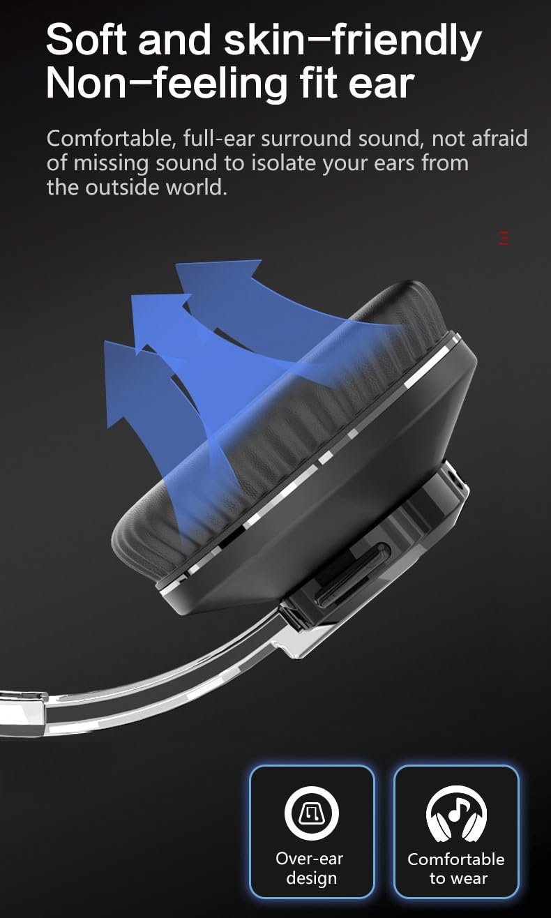 H3 Over Ear Premium Headphones, Upto 50* Hrs Playtime, Fast Charging, in-Built ENC Mic, 40mm Titanium Bass Drivers, Super Soft Cushion, AUX in, Foldable Design, Wireless Bluetooth (Blue) - Image 7