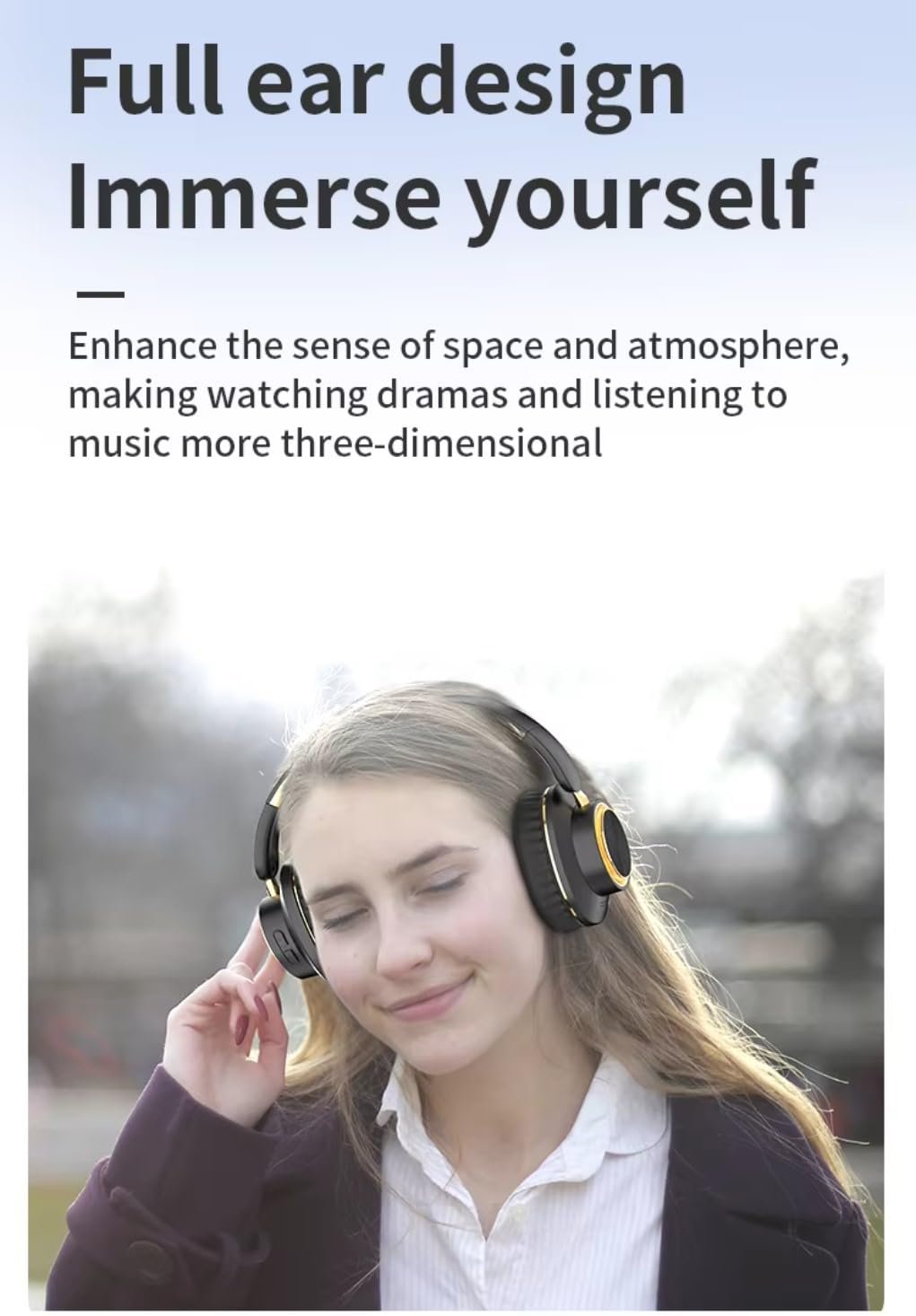 H8 Over Ear Headphones, Upto 50 Hrs Playtime, Fast Charging, in-Built ENC Mic, 40mm Titanium Bass Drivers, Super Soft Cushion, AUX in, Foldable Design, Wireless Bluetooth Headset. (Black) - Image 7