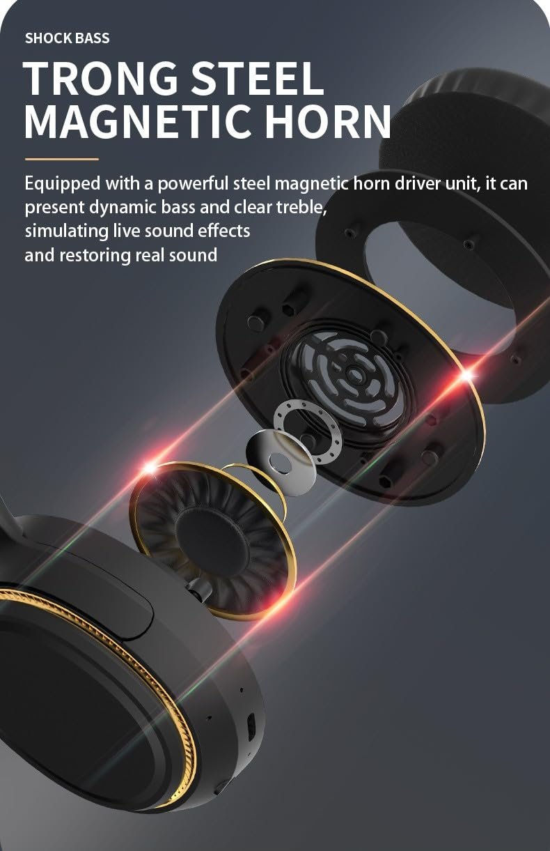 H6 Over Ear Headphones with RGB Light, Upto 50 Hrs Playtime, Fast Charging, in-Built ENC Mic, 40mm Titanium Bass Drivers, Super Soft Cushion, AUX in, Foldable Design, Wireless Bluetooth (Black) - Image 7