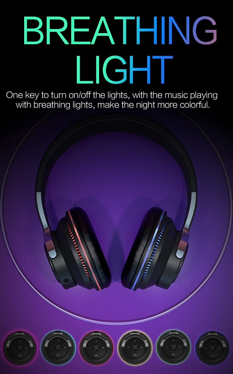 H2 Over Ear Premium Bluetooth Headphones with RGB Light, Upto 50* Hrs Playtime, Fast Charging, in-Built ENC Mic, 40mm Titanium Bass Drivers, Super Soft Cushion, AUX in, Foldable Design (Blue) - Image 3