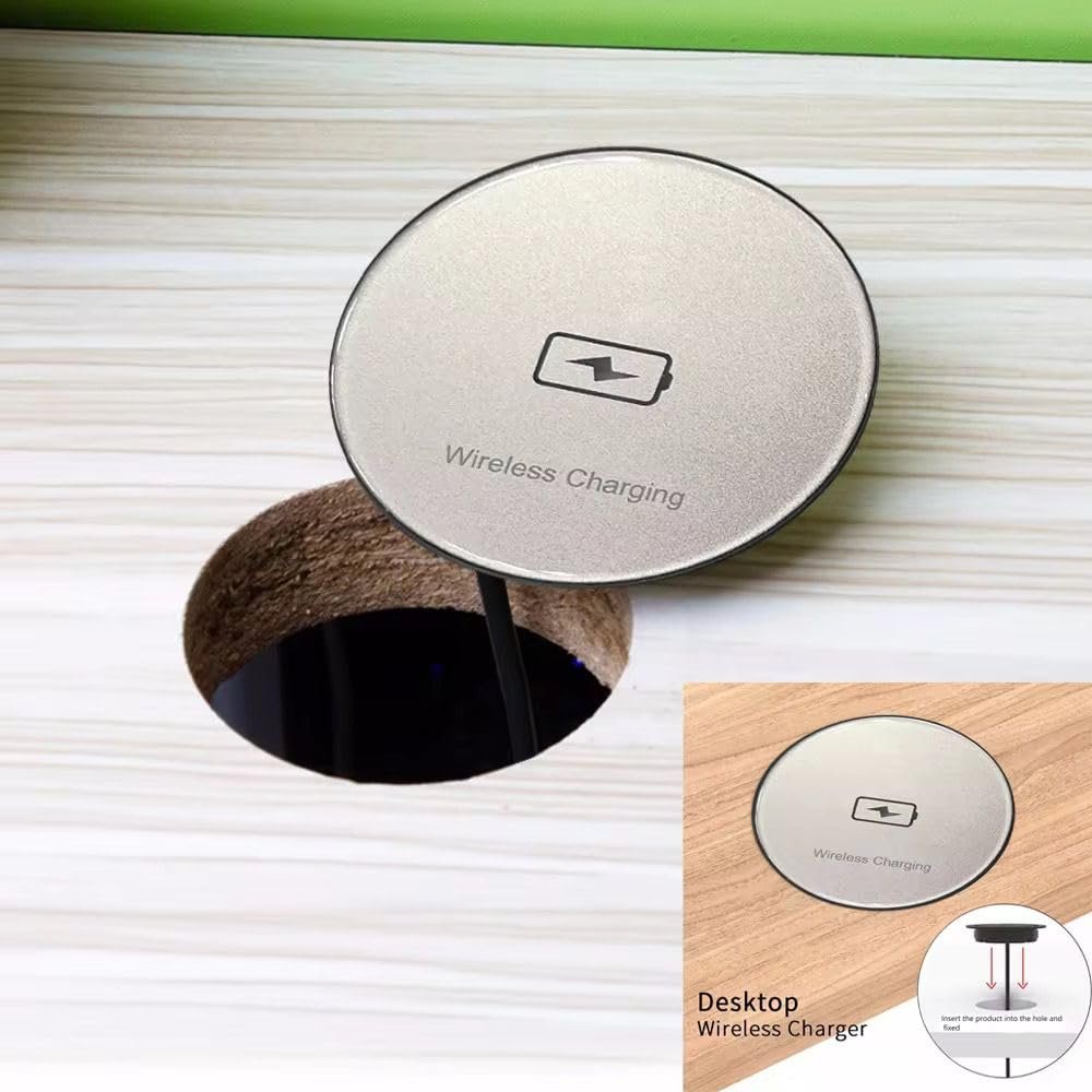 Desktop Wireless Charger, 15W Fast Wireless Charging Station Pad Compatible with iPhones and Android Phones (White) - Image 2