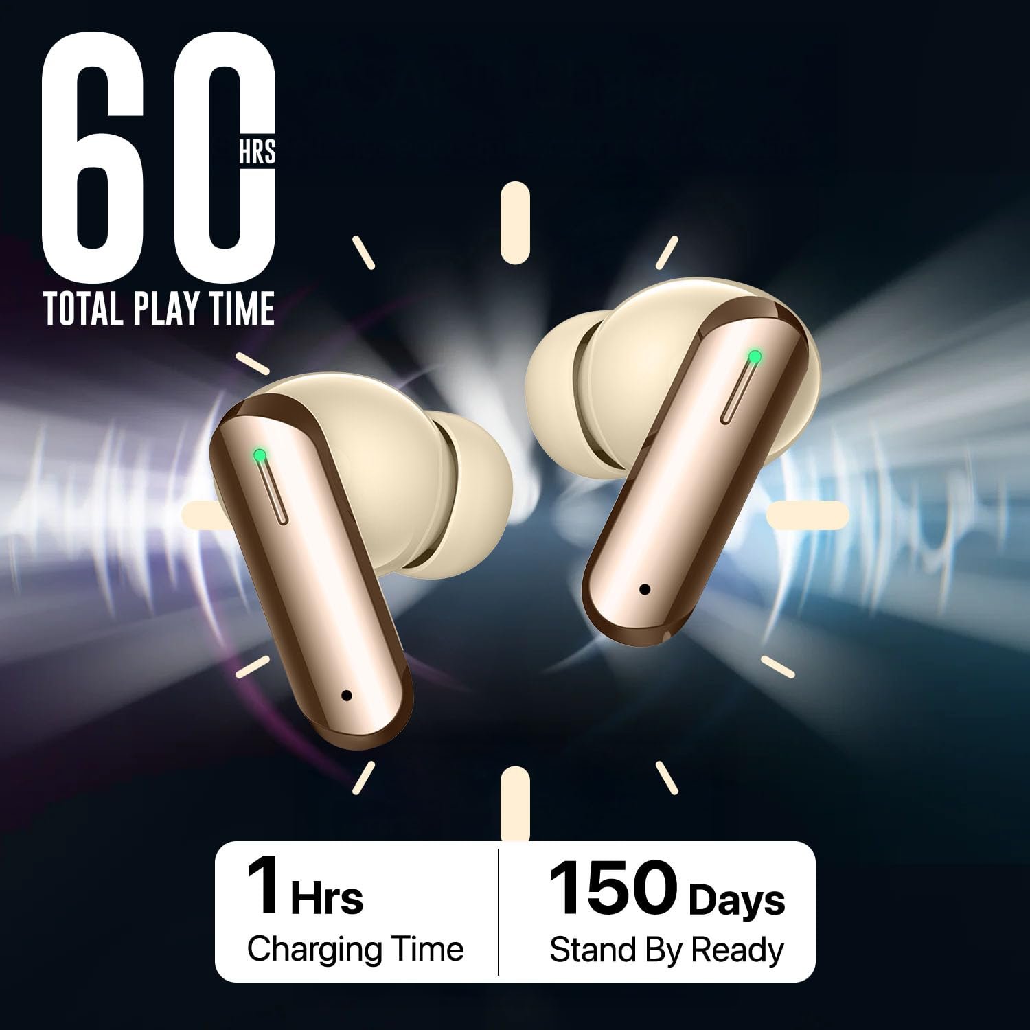 ® BOOMX Wireless Earbuds Bluetooth 5.4 TWS Headphones 60H Playback Bass Stereo 13mm Drivers Gaming Low Latency HD Calls Touch Control Fast Charging IPX Waterproof- White - Image 4