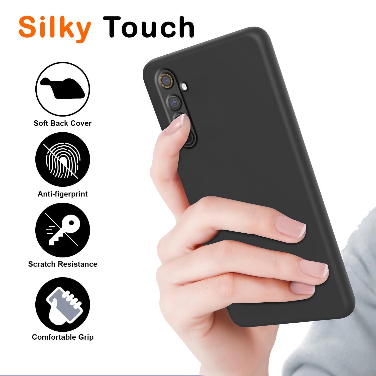 Silicon Back Cover for REALME 6, Black - Image 4