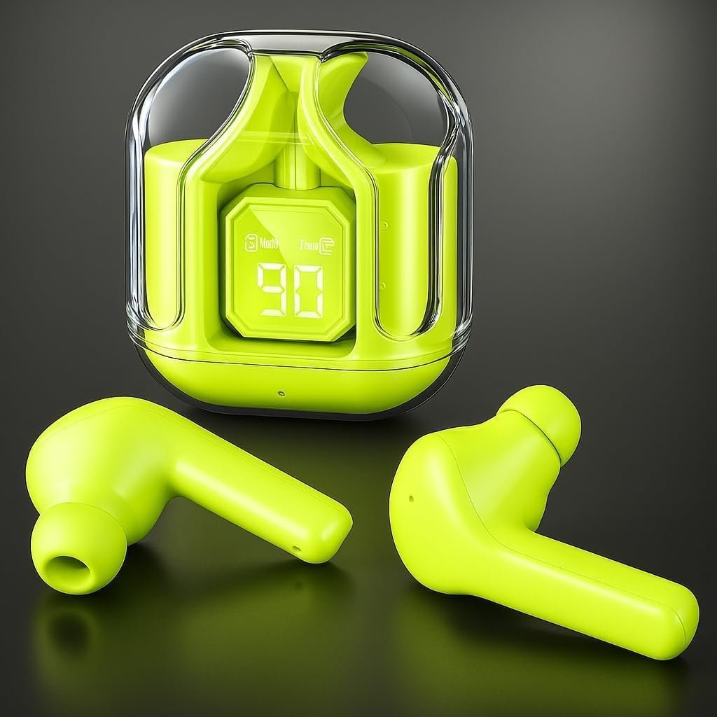 MISS LADY CREATION UltraPods Max True Wireless Earbuds with Bluetooth 5.3, Enhanced Sound Quality, Touch Control,Battery Life, Noise Cancellation & Comfortable Fit (Green)