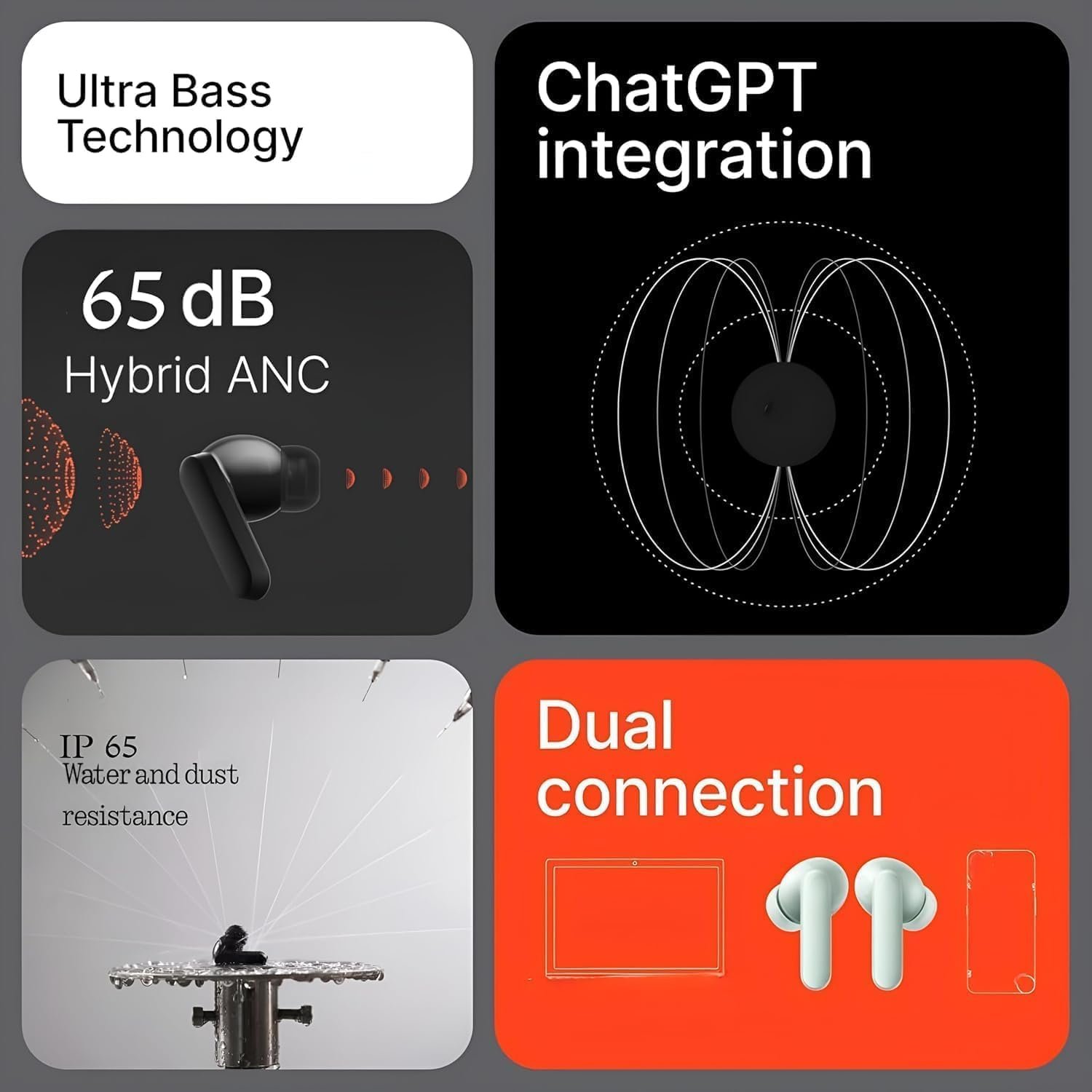 AlakhDM Bluetooth 5.3 Wireless Earbuds with HD Calling Mic, Deep Bass Stereo Sound, Low Latency Gaming, Type-C Fast Charging, Touch Control TWS Earphones (Orange) - Image 2