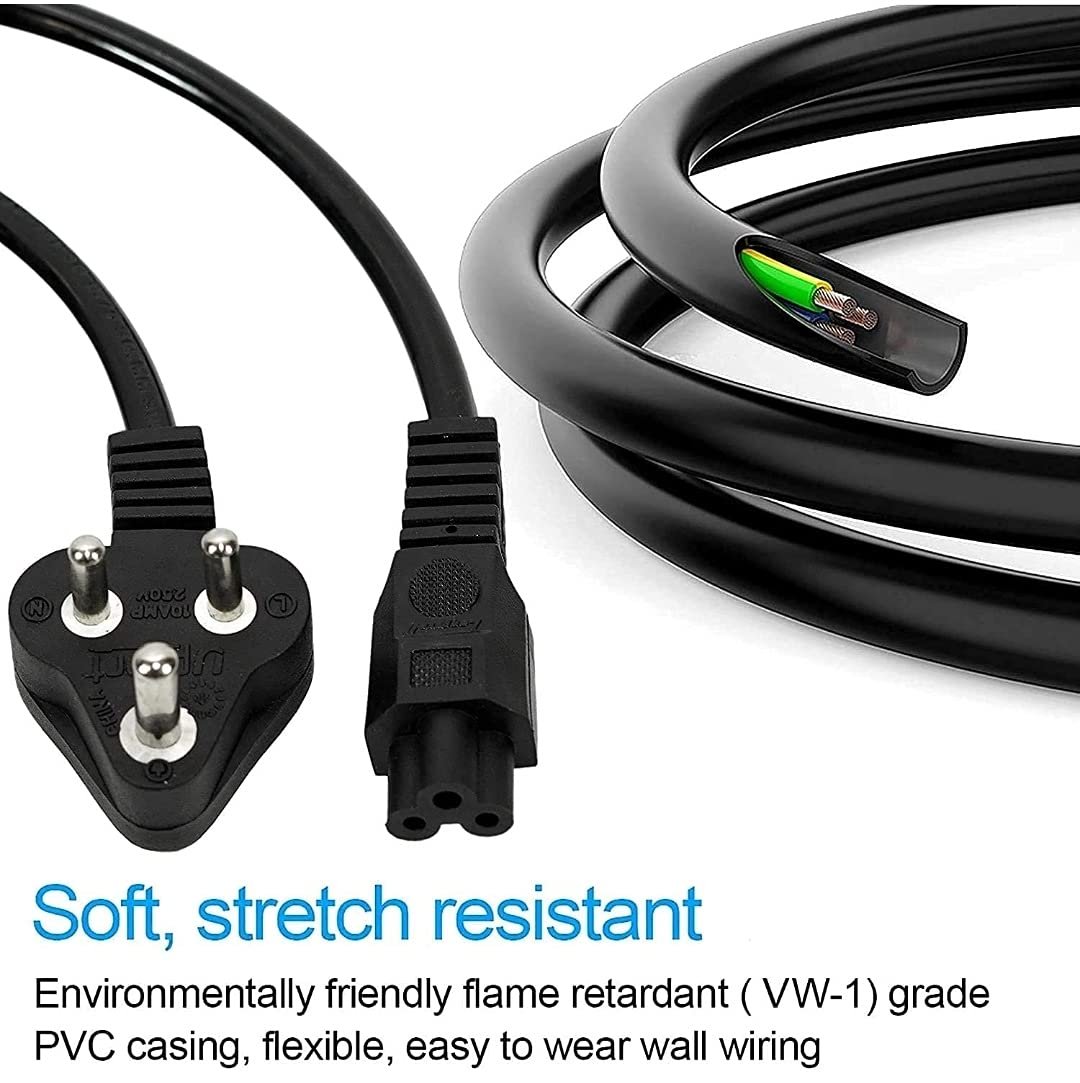 Generic 3 Pin Power Cord Adapter Charging Cable for Laptop Desktop Monitor and Printer 1.5 Meter Black (Pack of-1) - Image 3