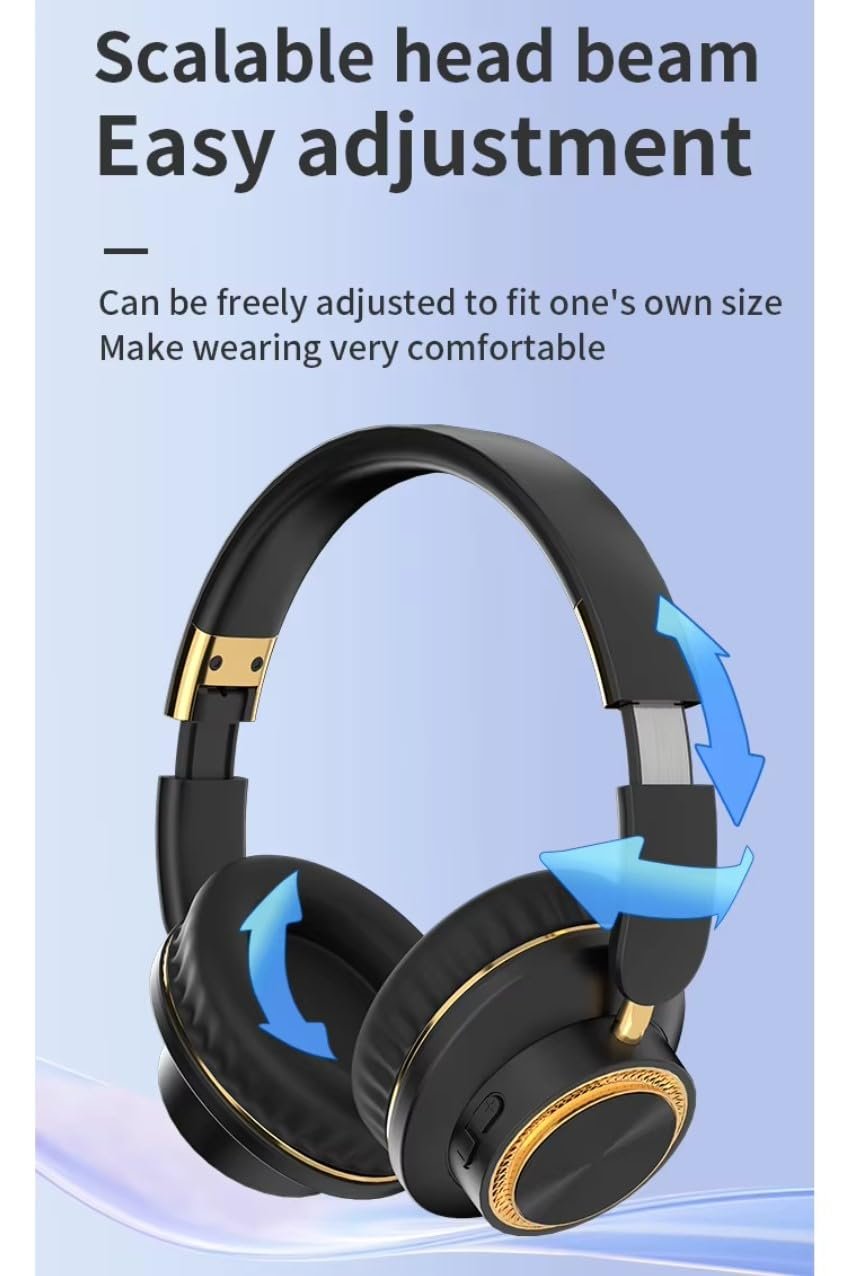 H8 Over Ear Headphones, Upto 50 Hrs Playtime, Fast Charging, in-Built ENC Mic, 40mm Titanium Bass Drivers, Super Soft Cushion, AUX in, Foldable Design, Wireless Bluetooth Headset. (Black) - Image 4