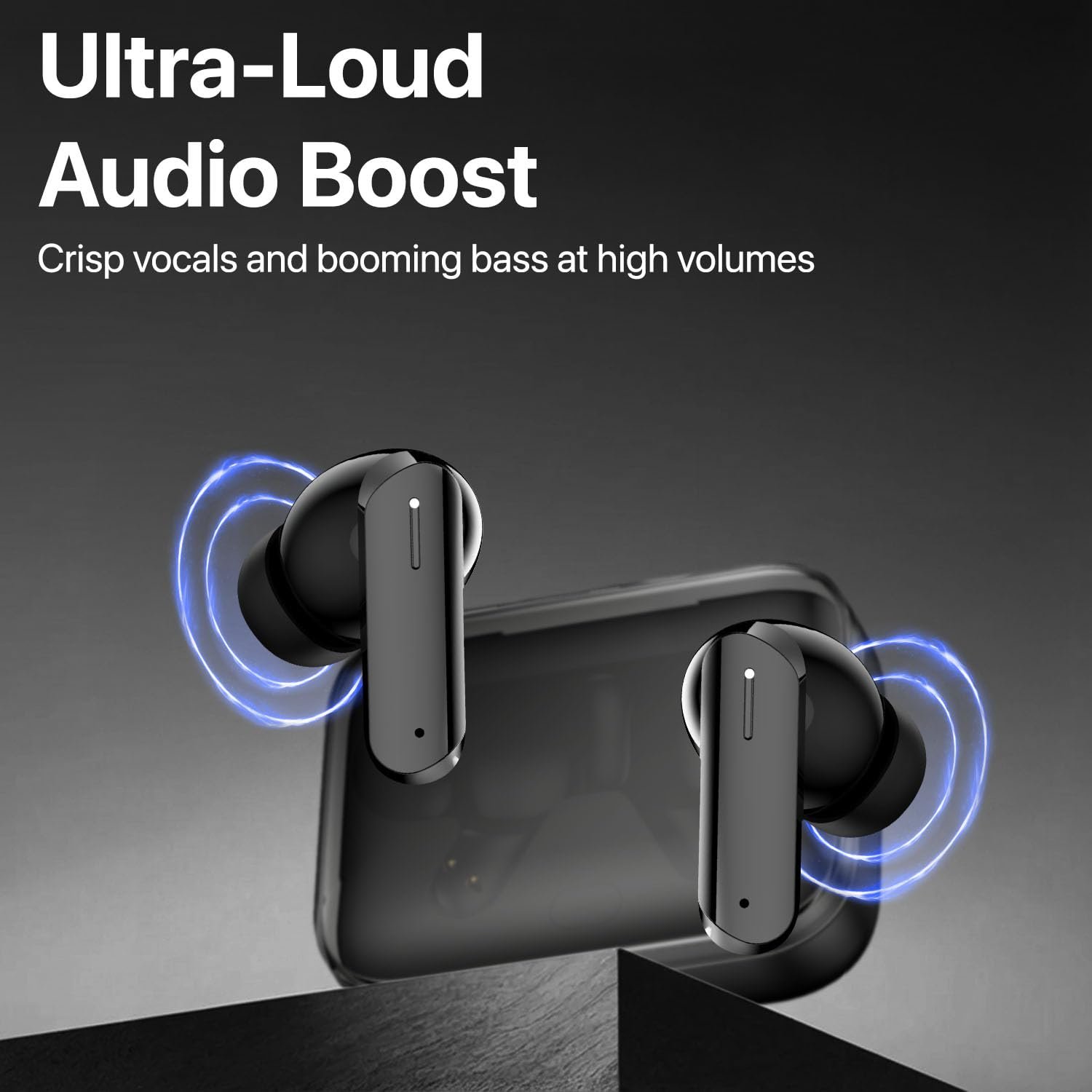 ® BOOMX Wireless Earbuds Bluetooth 5.4 TWS Headphones 60H Playback Bass Stereo 13mm Drivers Gaming Low Latency HD Calls Touch Control Fast Charging IPX Waterproof- Black - Image 7