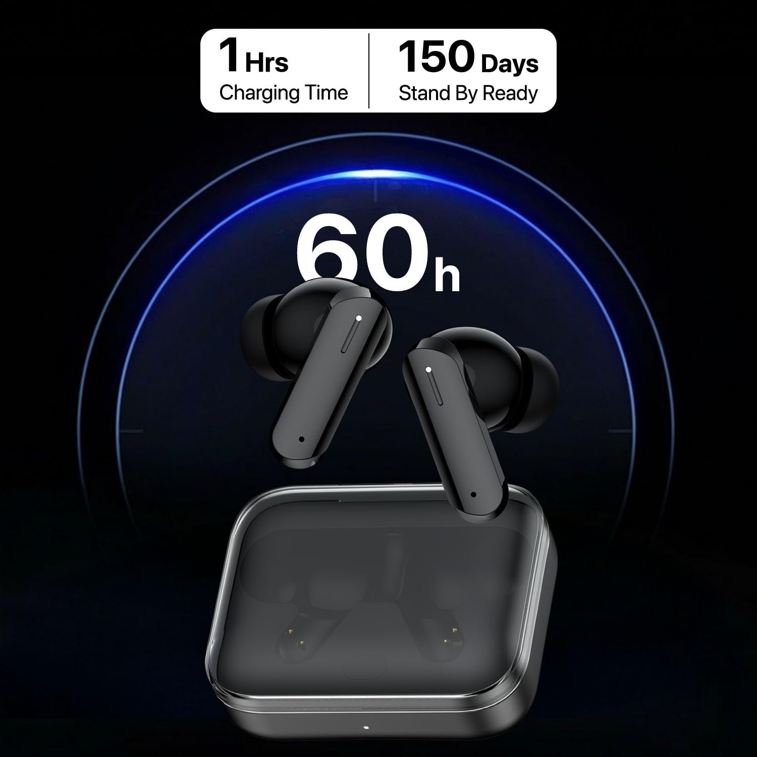 ® BOOMX Wireless Earbuds Bluetooth 5.4 TWS Headphones 60H Playback Bass Stereo 13mm Drivers Gaming Low Latency HD Calls Touch Control Fast Charging IPX Waterproof- Black - Image 3
