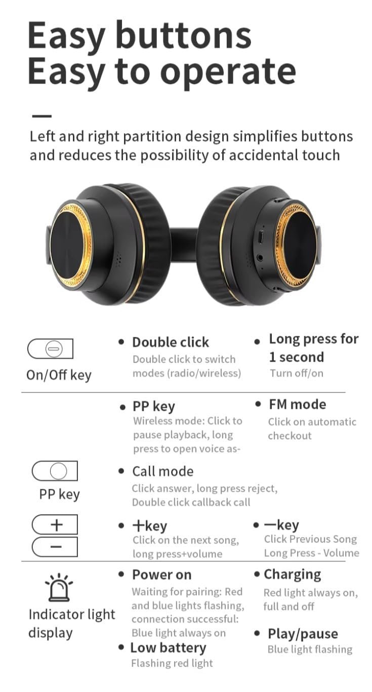 H8 Over Ear Headphones, Upto 50 Hrs Playtime, Fast Charging, in-Built ENC Mic, 40mm Titanium Bass Drivers, Super Soft Cushion, AUX in, Foldable Design, Wireless Bluetooth Headset. (Black) - Image 9