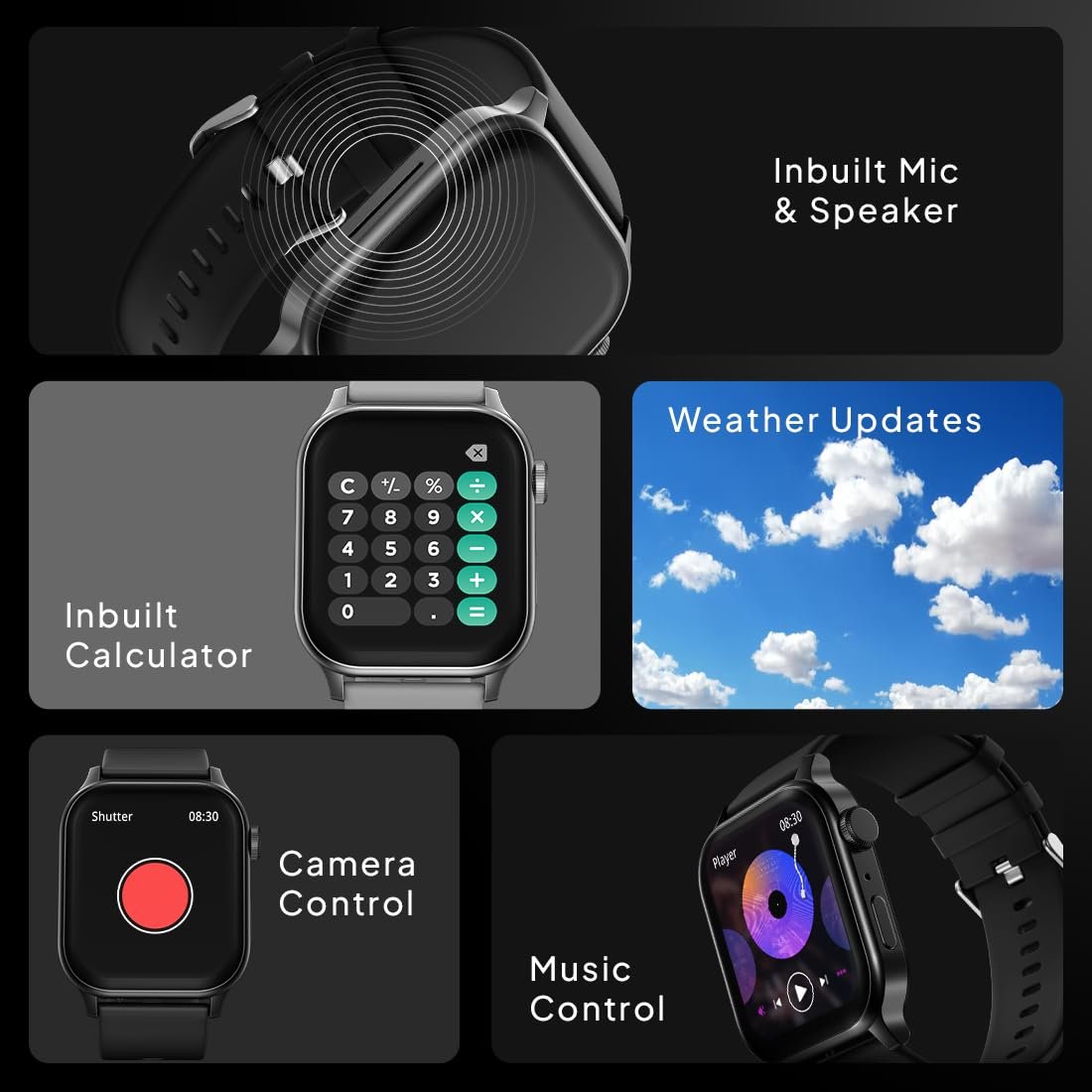 Fire‑Boltt Rise Smart Watch 1.85″ HD Display with Bluetooth Calling, AI Voice Assistant, Rotating Crown,SpO2 & Heart Rate Monitor, 120+ Sports Modes,IP67 Waterproof Smart Watch for Men & Women - Black - Image 11