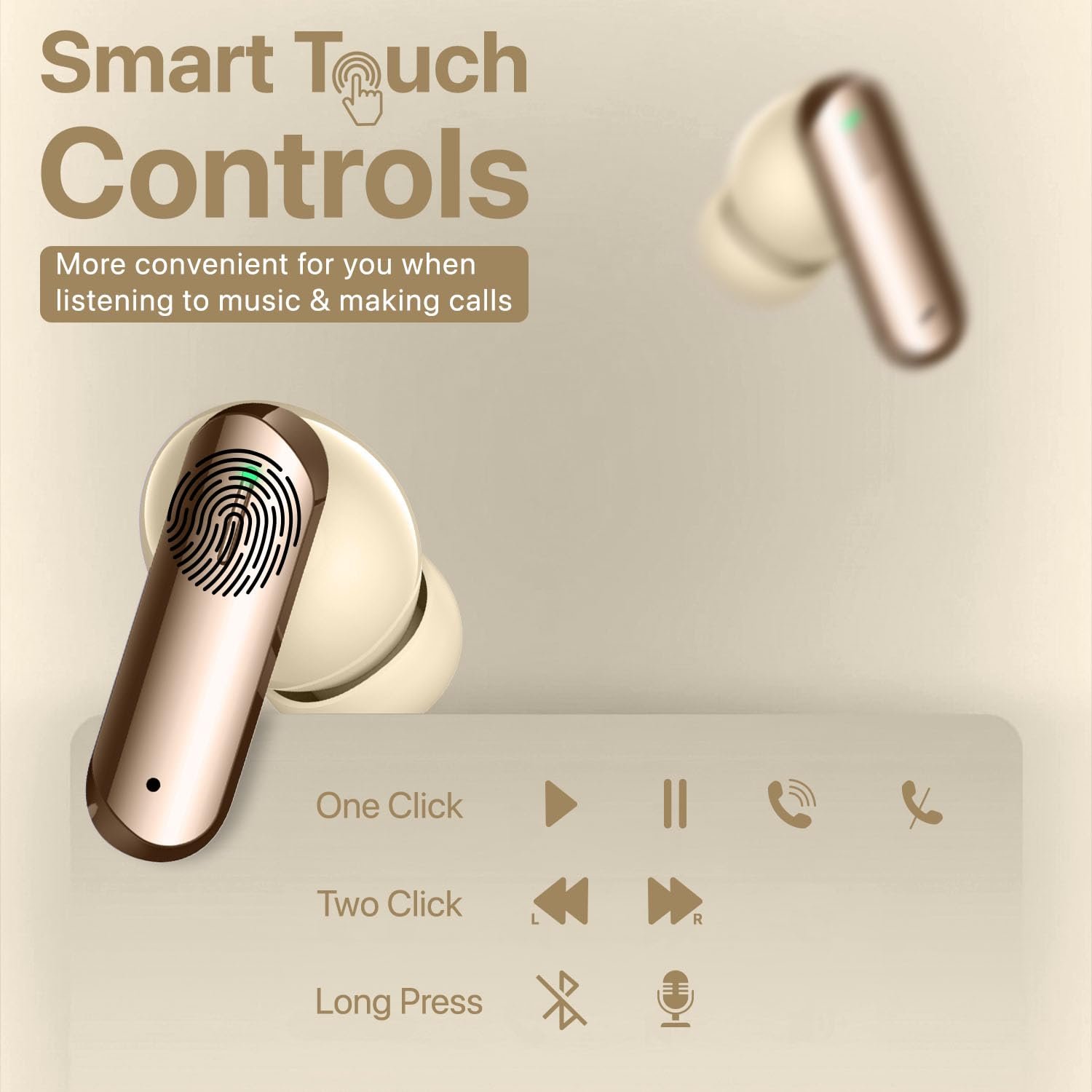 ® BOOMX Wireless Earbuds Bluetooth 5.4 TWS Headphones 60H Playback Bass Stereo 13mm Drivers Gaming Low Latency HD Calls Touch Control Fast Charging IPX Waterproof- White - Image 6