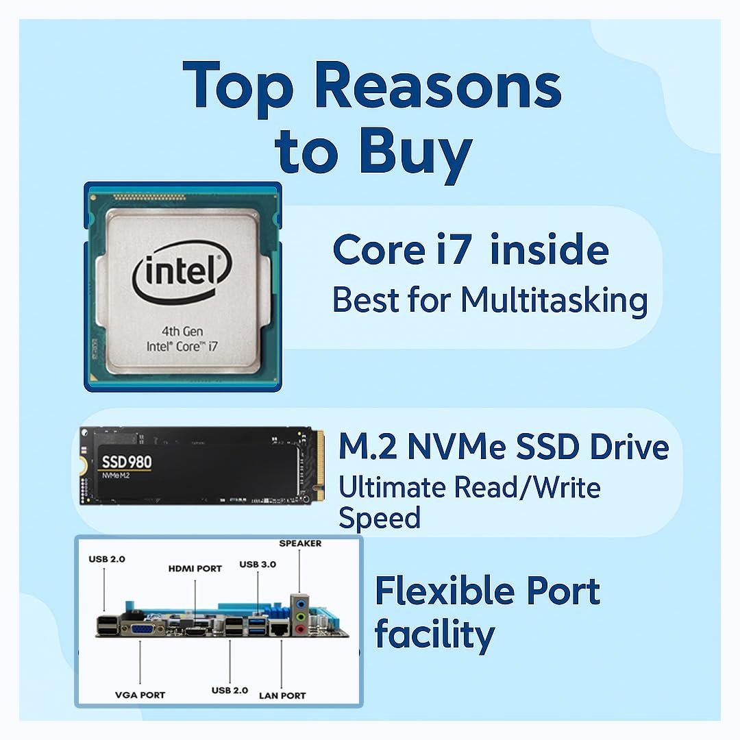Desktop PC,Core i7-GEN4 Turbo | 16GB RAM | 512GB M.2 NVMe SSD | HDMI, VGA,LAN,USB 3.0,Clocite Copper CPU Fan,HD Graphics (Windows 11 Pro+MS Office/i7,16GB,512GB,Cosmic) - Image 8