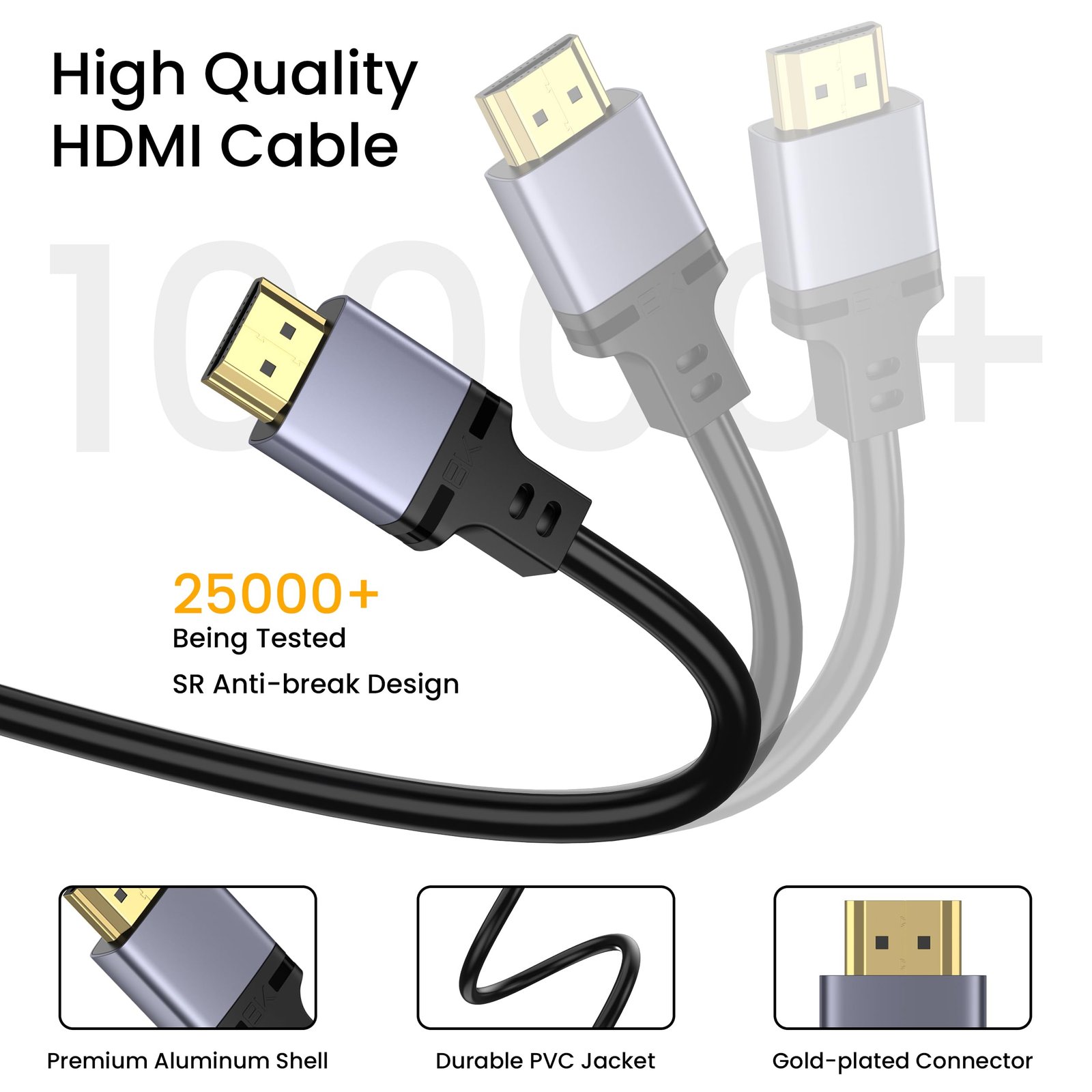 3.3ft HDMI Cable 8K@60Hz 4K@120Hz, High-Speed 48 Gbps HDMI 2.0 Cord for PS 5,Xbox,Samsung TVs,Roku TV, HDCP 2.2 & 2.3, HDR 10,eARC,Dynamic HDR, Laptop, Monitor and More - Image 3