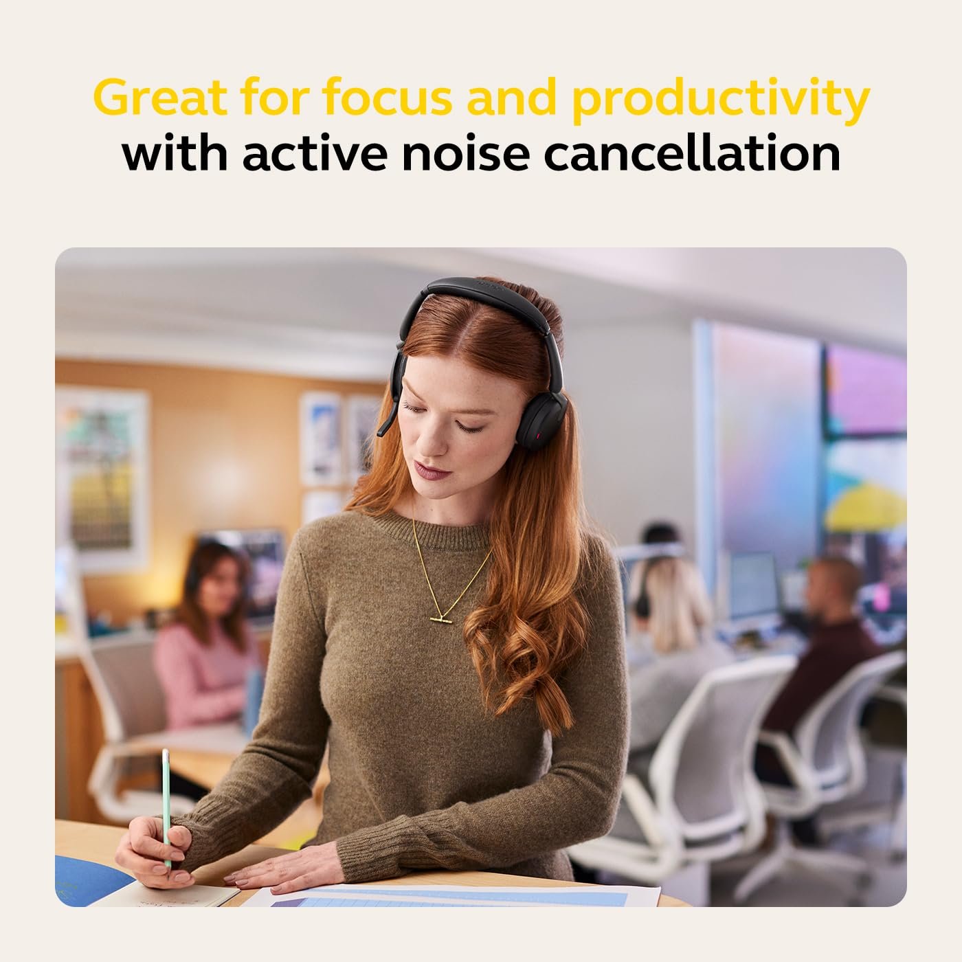 Evolve2 65 Flex MS Teams Wireless Bluetooth Headset with USB-C Adapter, Hybrid ANC Headphones, Foldable Business Headset, ClearVoice Mic, 20Hr Talk Time, Portable Office Headphones. - Image 6