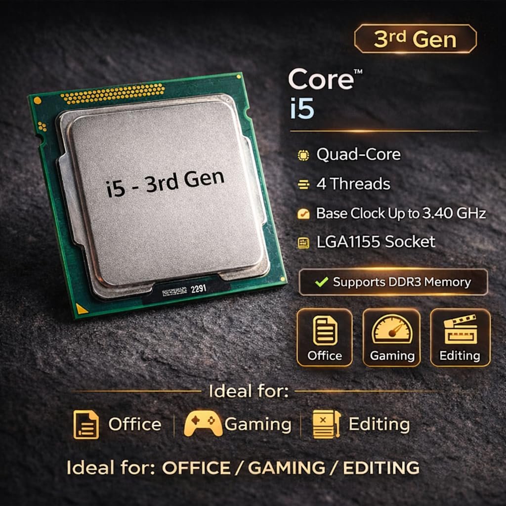 Assembled Desktop PC Core i5 3rd Gen Up to 3.50GHz | 8GB DDR3 RAM | 128GB SSD | Windows 10 Pro + MS Office | WiFi Dongle | HDMI & VGA | USB Ports | Metal Cabinet | Home Office Study Computer - Image 5