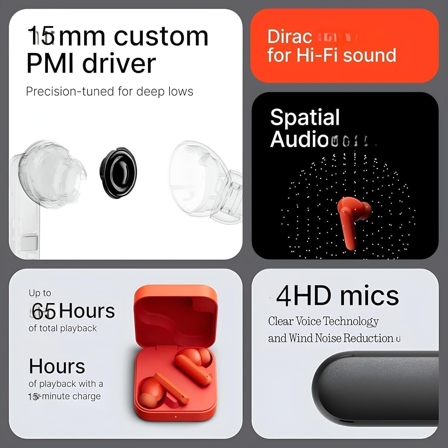 AlakhDM Bluetooth 5.3 Wireless Earbuds with HD Calling Mic, Deep Bass Stereo Sound, Low Latency Gaming, Type-C Fast Charging, Touch Control TWS Earphones (Orange) - Image 3