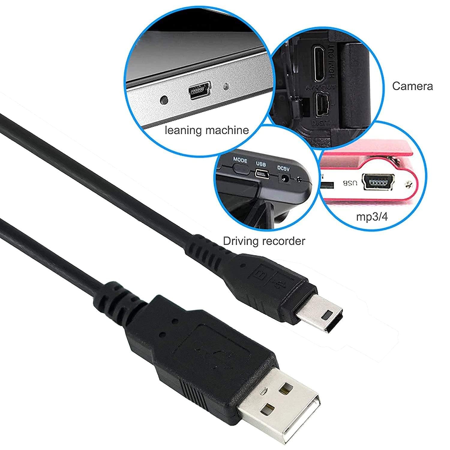 USB 2.0 USB 5 Pin Male to Male 5 pin Data Sync Cable Charge Charging Cord Line - for Camera MP3 MP4 MP5 (1.5m) - Image 4