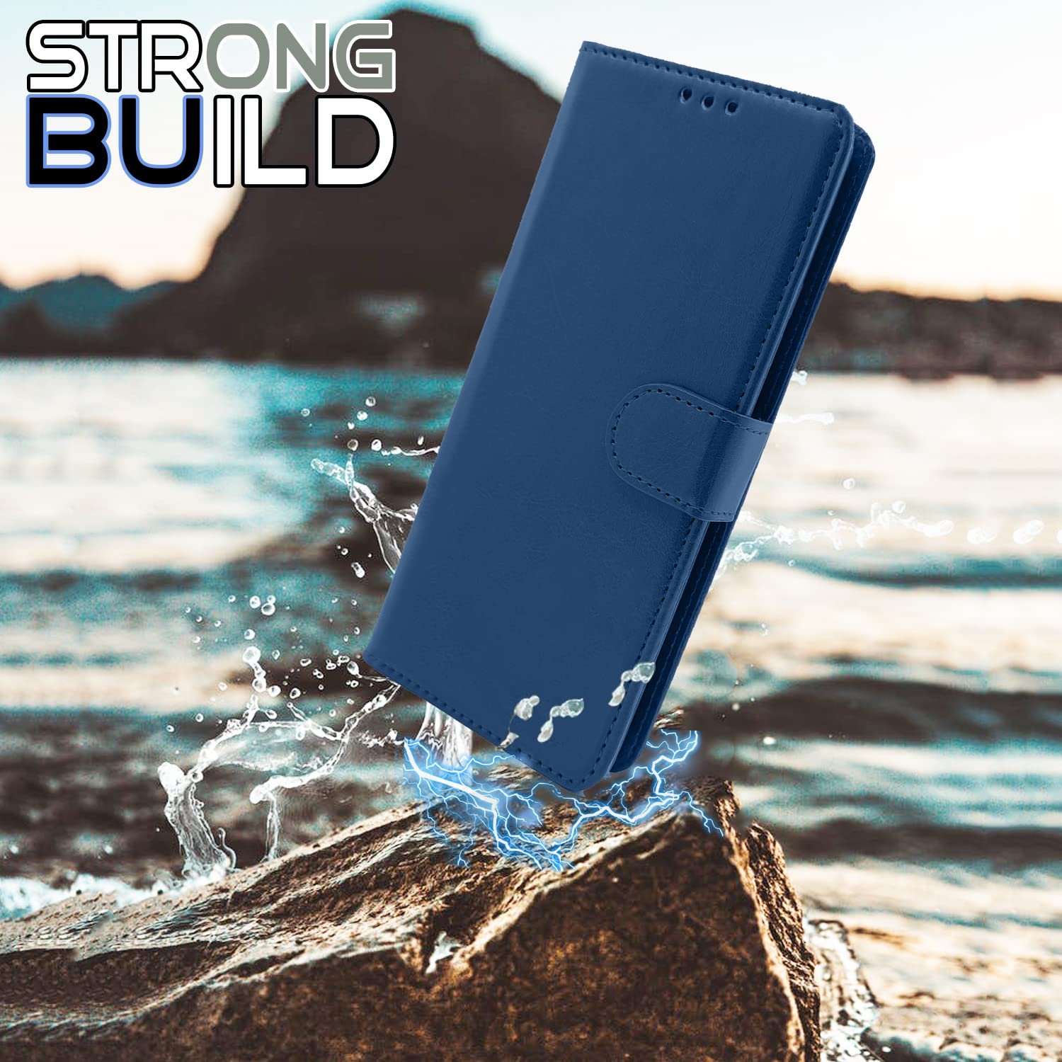 Oppo A5 2020 / A9 2020 Flip Cover Magnetic Leather Wallet Case Shockproof TPU for Oppo A5 2020 / A9 2020 (Blue) - Image 2
