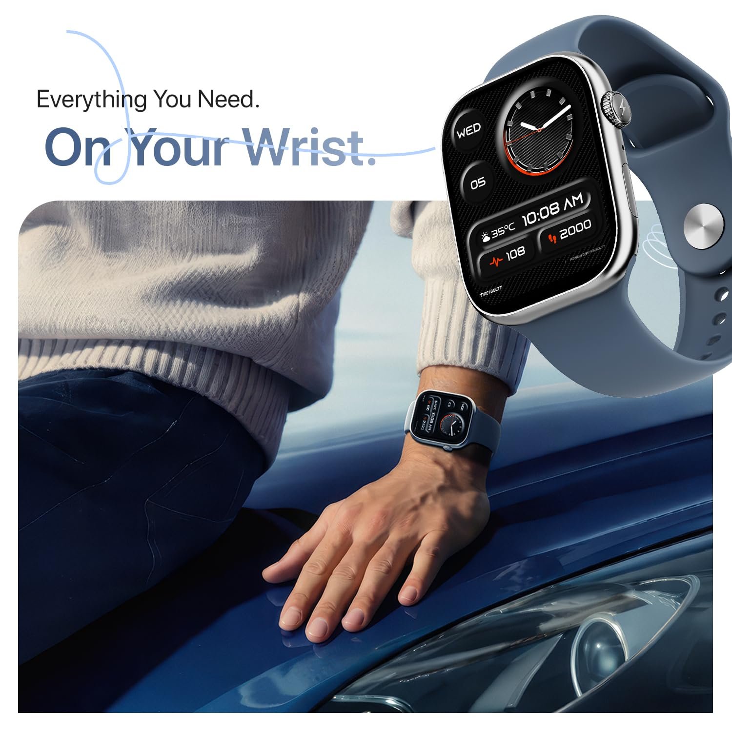 Ninja X Ring Smart Watch with 1.96” Large Display, Bluetooth Calling, Wireless Charging, AI Voice Assistant, 500+ Watch Faces, Health Suite, Smart Watch for Man & Woman – Blue S - Image 10