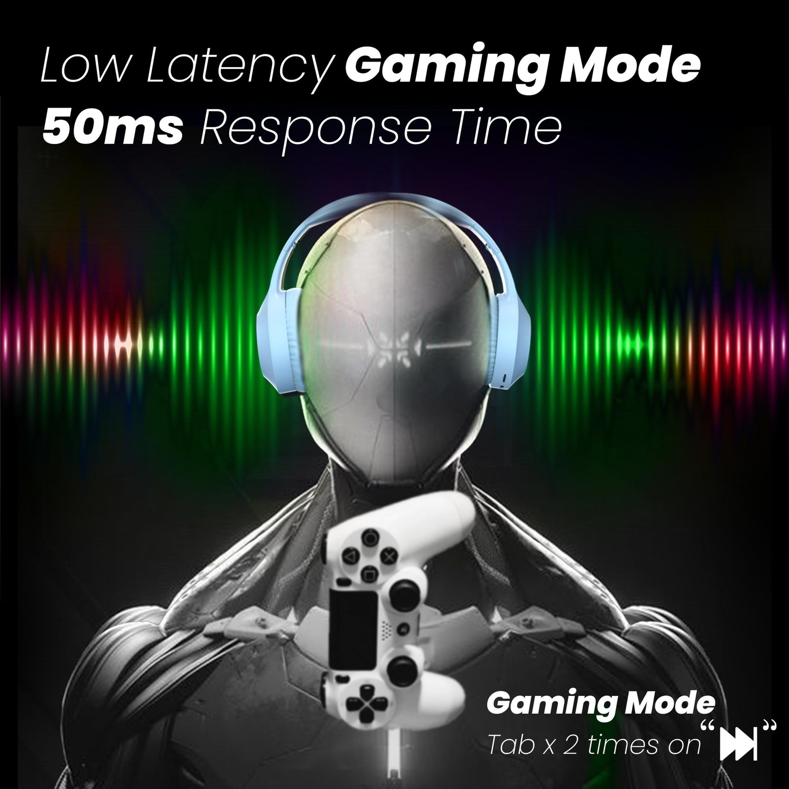 Newly Launched BTG 500 Over The Ear Gaming Headphone with 40mm Drivers, 10H of Playtime, Dual Pairing, Gaming Mode (50ms Latency) with RGB LEDs, TF Card with Volume Control, BT 5.4 (Sky Blue) - Image 6
