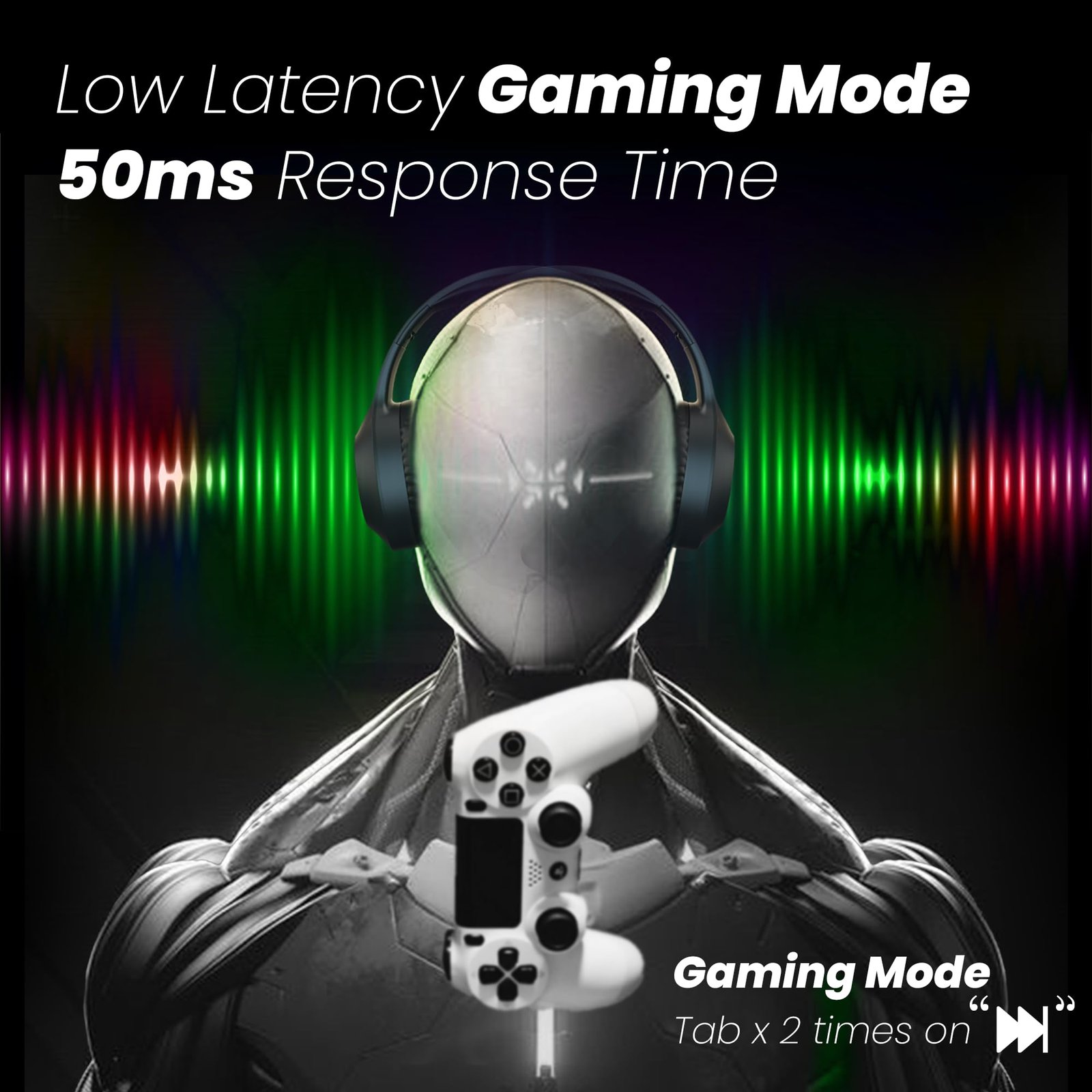 Newly Launched BTG 500 Over The Ear Gaming Headphone with 40mm Drivers, 10H of Playtime, Dual Pairing, Gaming Mode (50ms Latency) with RGB LEDs, TF Card with Volume Control, BT 5.4(Metal Black) - Image 6