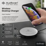 Desktop Wireless Charger, 15W Fast Wireless Charging Station Pad Compatible with iPhones and Android Phones (White)