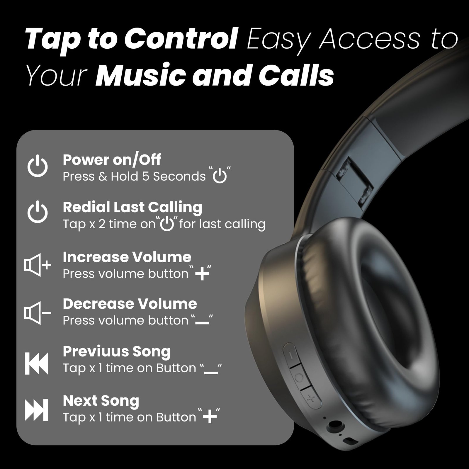 Newly Launched BTG 500 Over The Ear Gaming Headphone with 40mm Drivers, 10H of Playtime, Dual Pairing, Gaming Mode (50ms Latency) with RGB LEDs, TF Card with Volume Control, BT 5.4(Metal Black) - Image 4