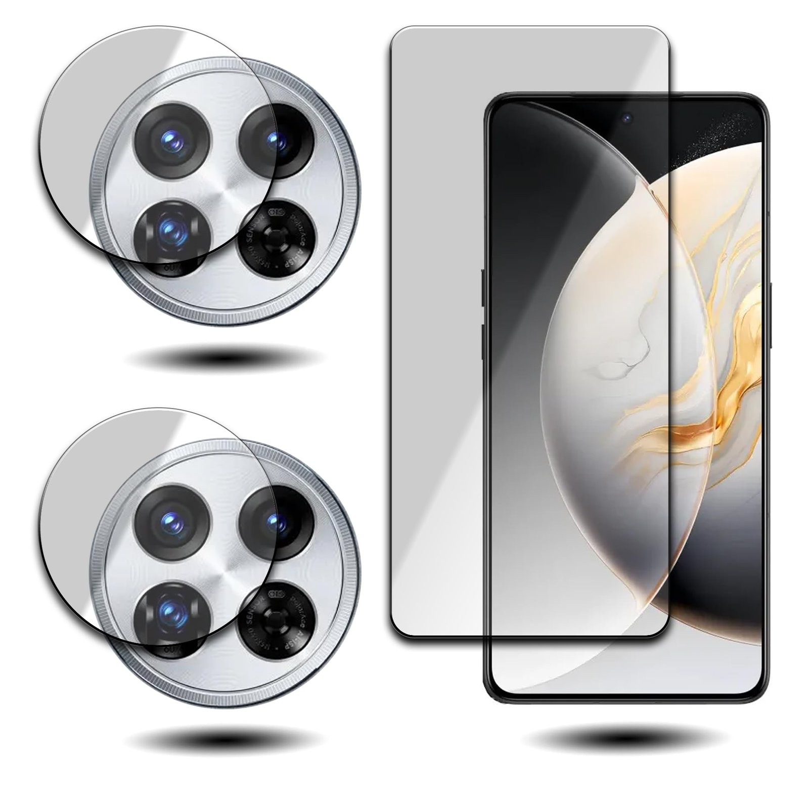 Combo Pack For Tecno Camon 30 Premier 5G Mobile, Pack of 1 Screen Guard and 2 Camera Lens Protection, Scratch Resistance, 9H Hardness With Free Installation Kit COMBO PACK