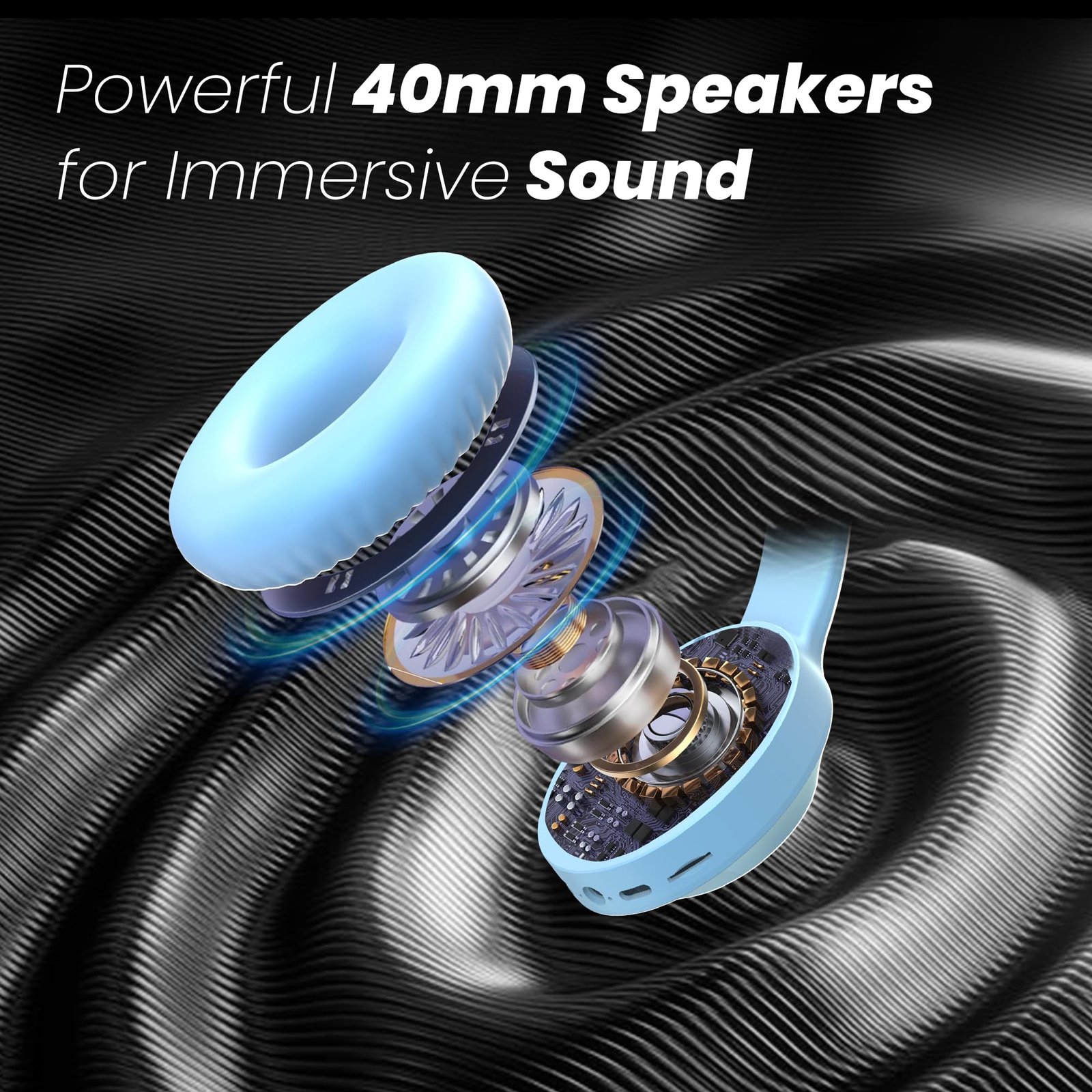 Newly Launched BTG 500 Over The Ear Gaming Headphone with 40mm Drivers, 10H of Playtime, Dual Pairing, Gaming Mode (50ms Latency) with RGB LEDs, TF Card with Volume Control, BT 5.4 (Sky Blue) - Image 3