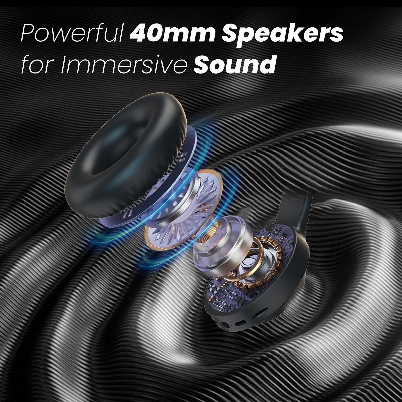 Newly Launched BTG 500 Over The Ear Gaming Headphone with 40mm Drivers, 10H of Playtime, Dual Pairing, Gaming Mode (50ms Latency) with RGB LEDs, TF Card with Volume Control, BT 5.4(Metal Black) - Image 3
