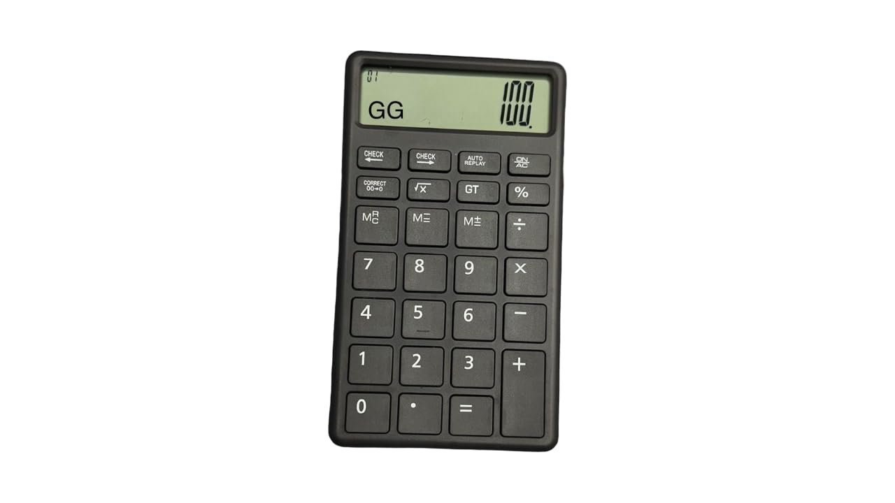 High-Precision Calculator with 112-Step Check and Correct | 12-Digit LCD Display, Auto Replay, Grand Total, Square Root | Anti-Slip Pads | ABS Silicon, Battery Operated | Compact 6 x 3.5 inches
