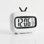 Mini Digital Alarm Clock with LED Display & Room Temperature | Vintage Table Clock | Battery-Operated Bedroom Nightstand, Desk Clock * Car Dashboard Digi Clock (Blue)